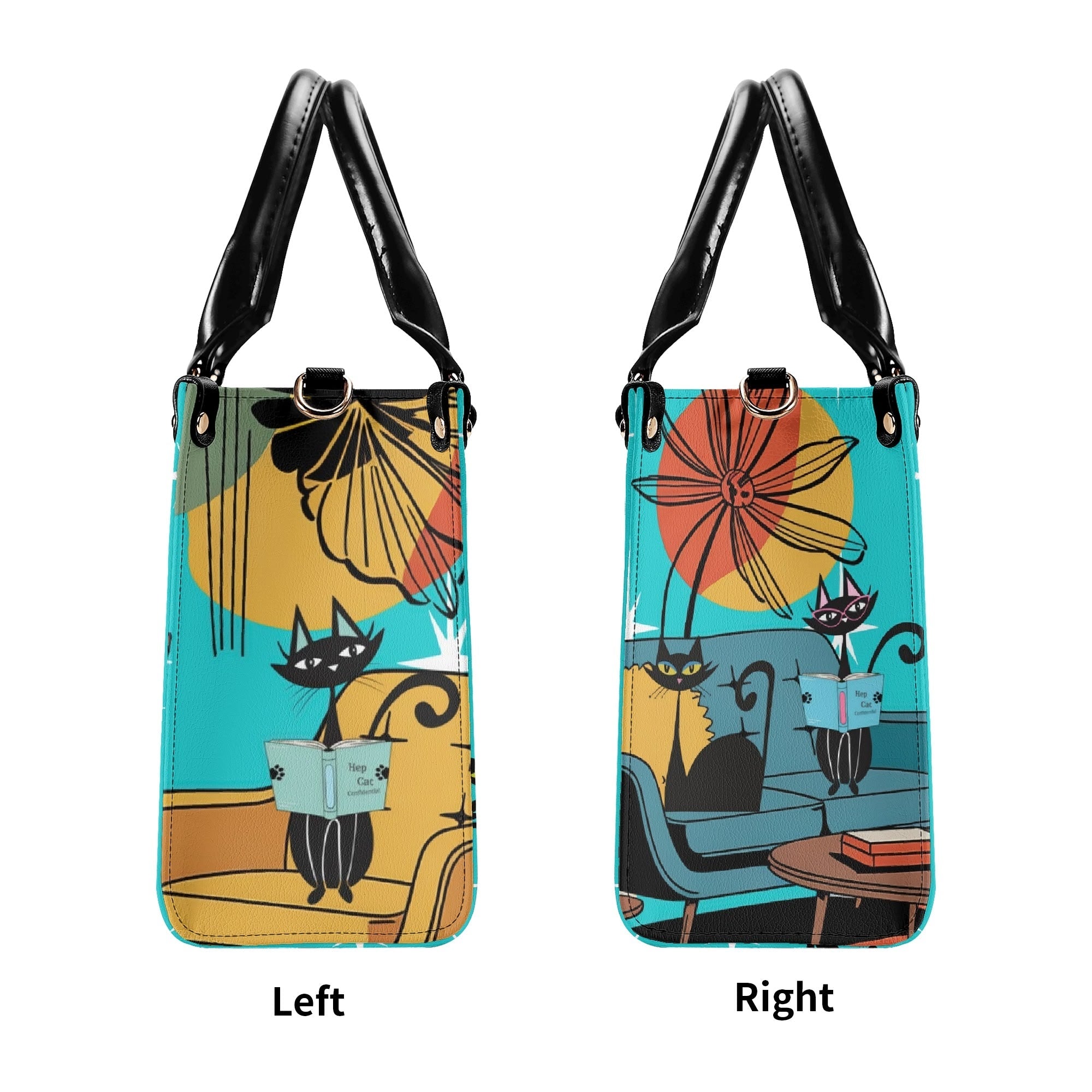 Kate McEnroe New York Atomic Kitsch Cat Lounge Satchel, Retro Mid Century Modern Purse, MCM Bookish Mod Bag, 50s Starburst HandbagHandbagsNVO31DMY - 1