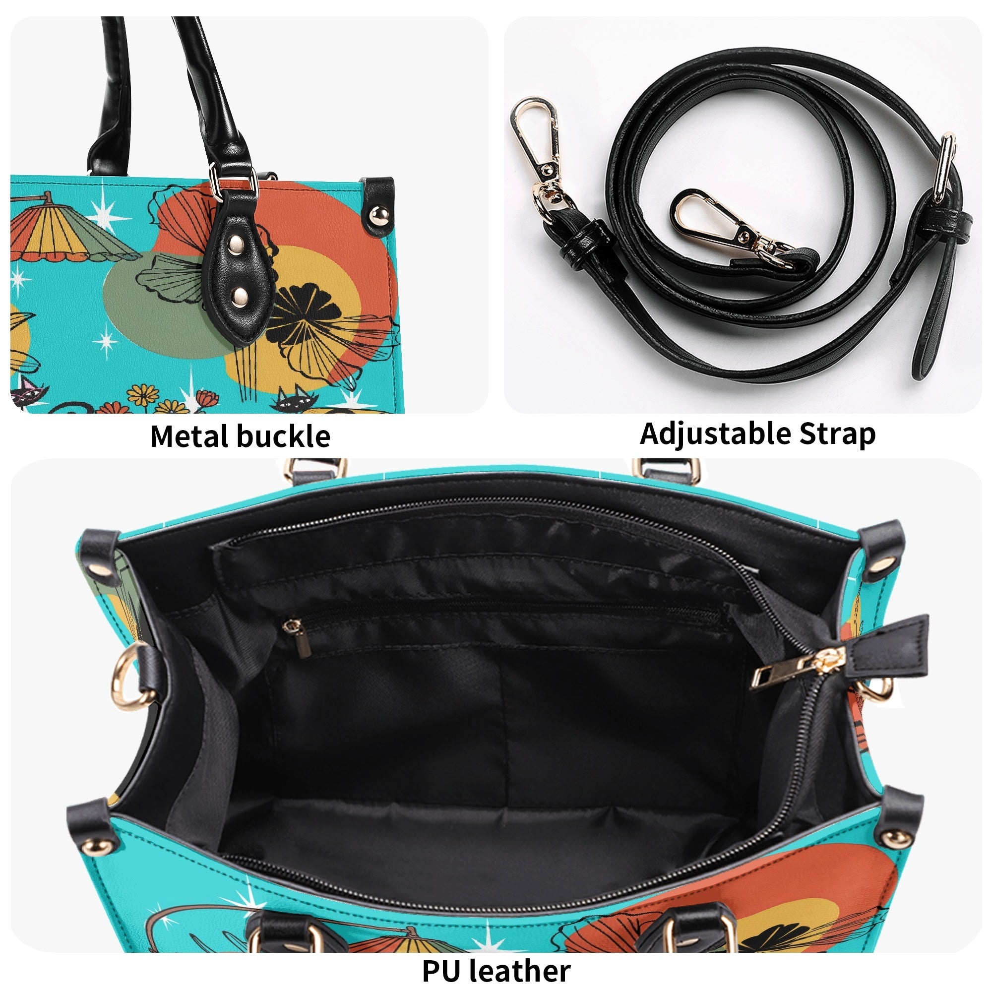 Kate McEnroe New York Atomic Kitsch Cat Lounge Satchel, Retro Mid Century Modern Purse, MCM Bookish Mod Bag, 50s Starburst HandbagHandbagsNVO31DMY - 1