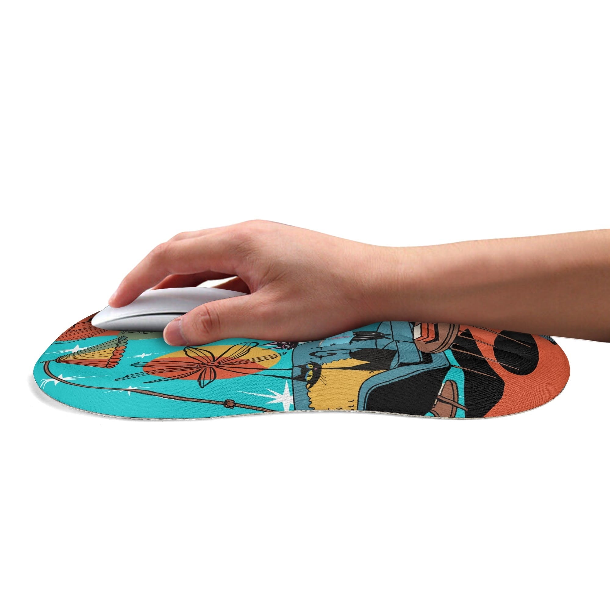 Kate McEnroe New York Atomic Kitsch Cat Lounge Scene Mouse Pad, Retro Mid Century Modern Desk AccessoryMouse PadsN4MXDR5W - 1