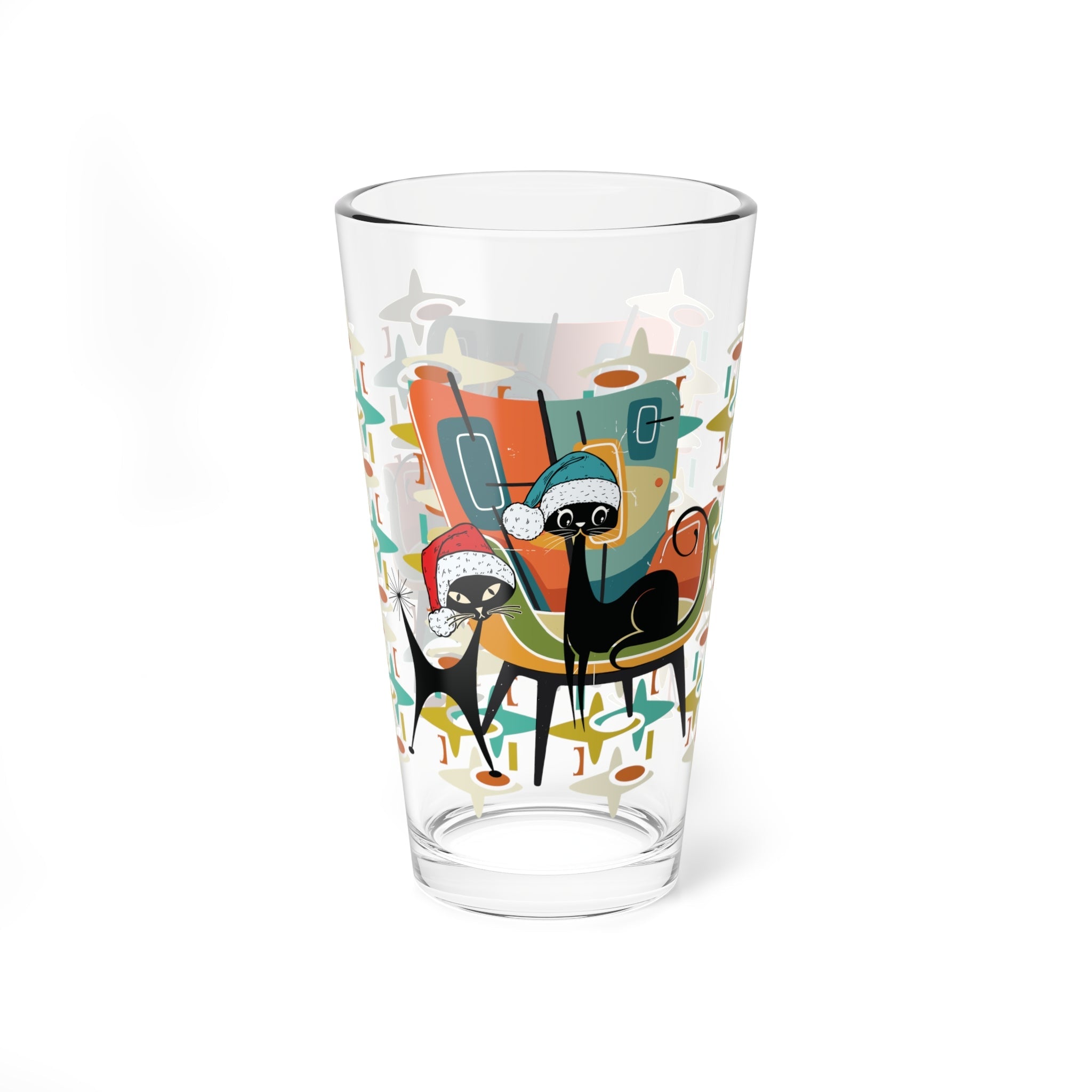 Kate McEnroe New York Atomic Kitsch Cat Mid Century Modern Christmas Pint GlassPint Glasses10423543495220992998