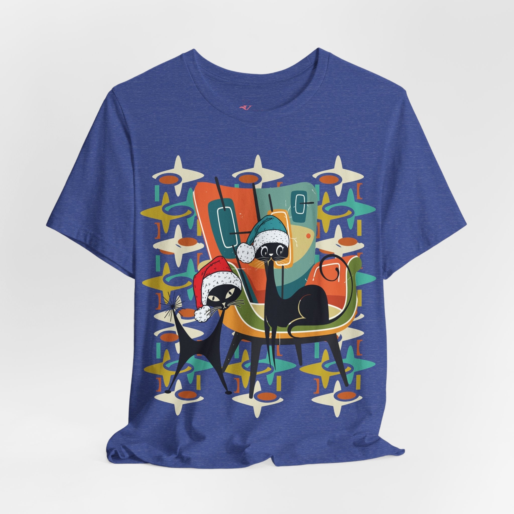 Kate McEnroe New York Atomic Kitsch Cat Mid Century Modern Christmas T-ShirtT-Shirts14741844970696895256
