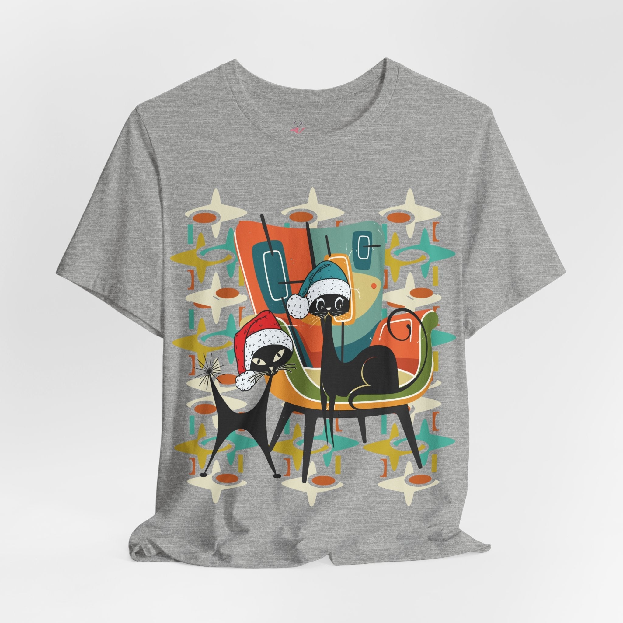 Kate McEnroe New York Atomic Kitsch Cat Mid Century Modern Christmas T-ShirtT-Shirts18711217649972083406