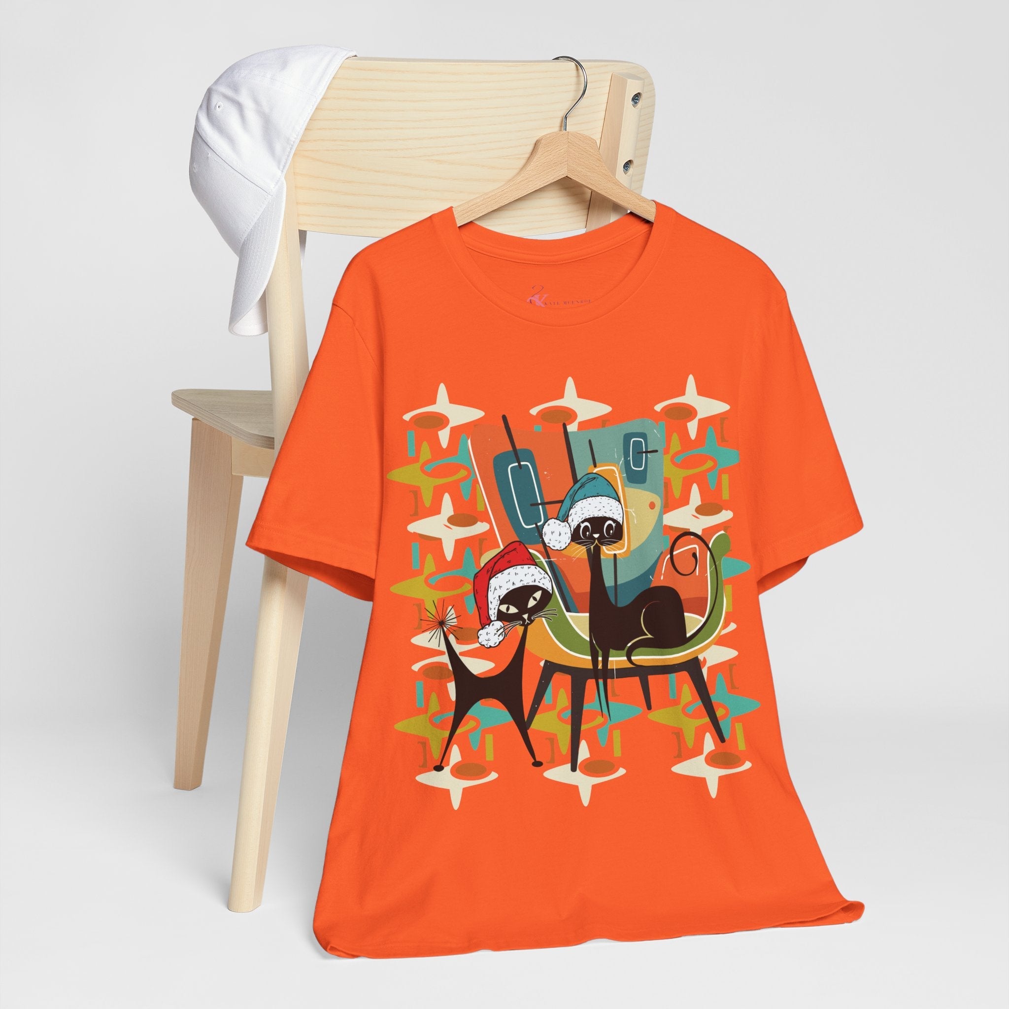 Kate McEnroe New York Atomic Kitsch Cat Mid Century Modern Christmas T-ShirtT-Shirts23150618291471869618