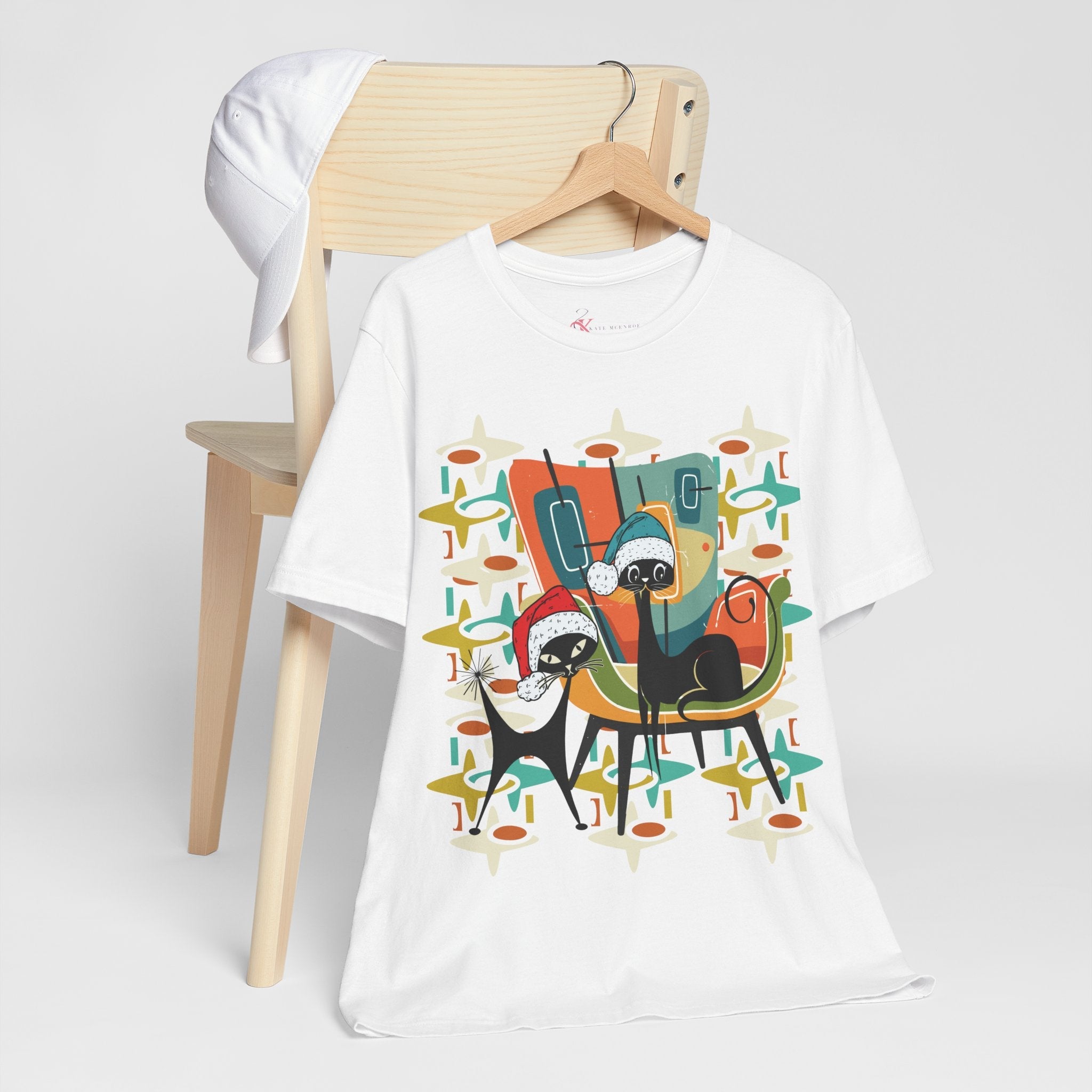 Kate McEnroe New York Atomic Kitsch Cat Mid Century Modern Christmas T-ShirtT-Shirts23150618291471869618