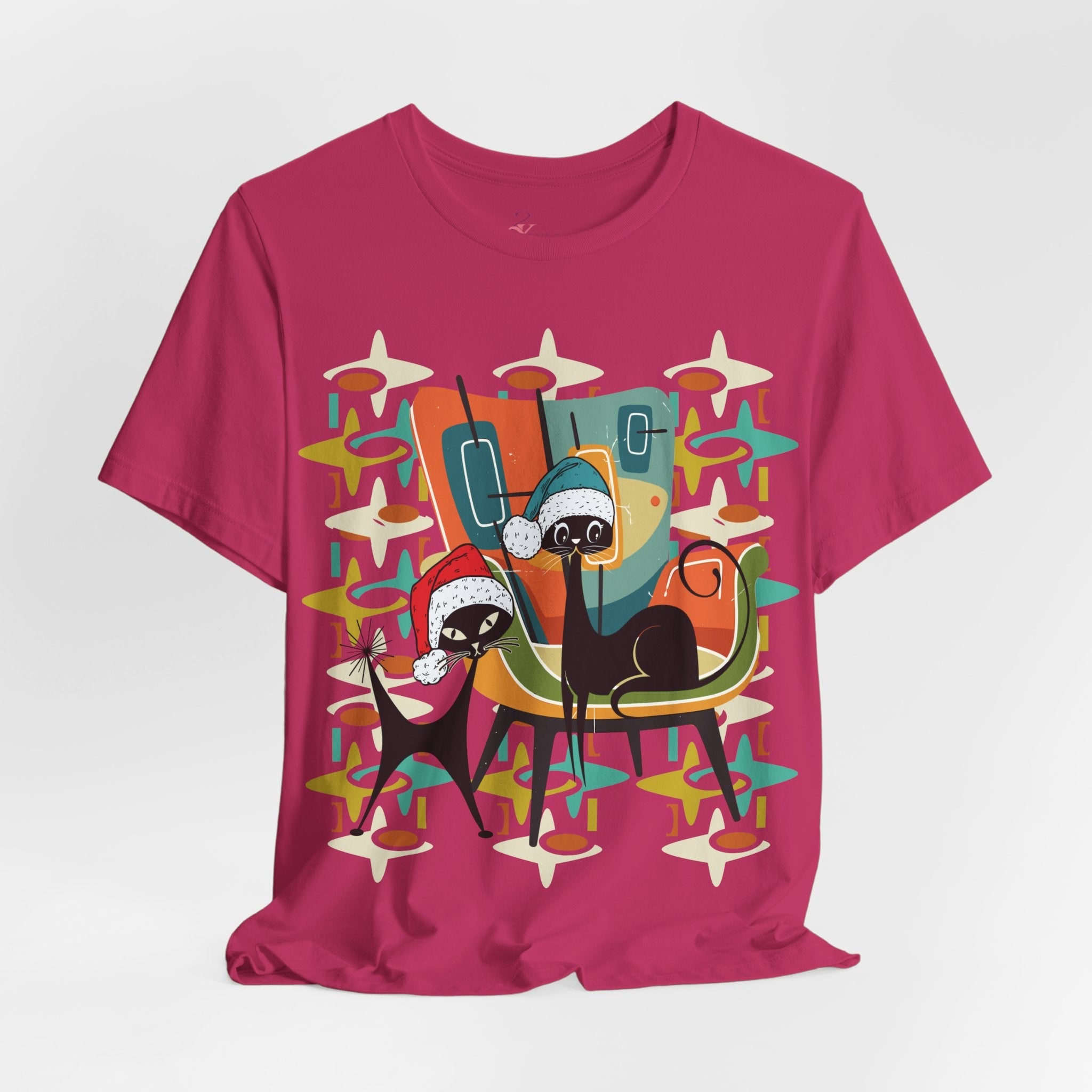Kate McEnroe New York Atomic Kitsch Cat Mid Century Modern Christmas T-ShirtT-Shirts29248830274707063757