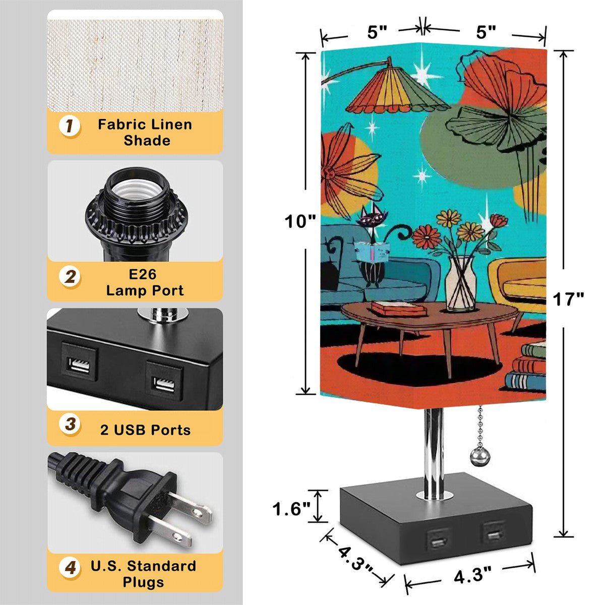 Kate McEnroe New York Atomic Kitsch Cat Reading Lounge Desk Lamp, Mid Century Modern MCM LightDesk LampsILQwt2OtdJ