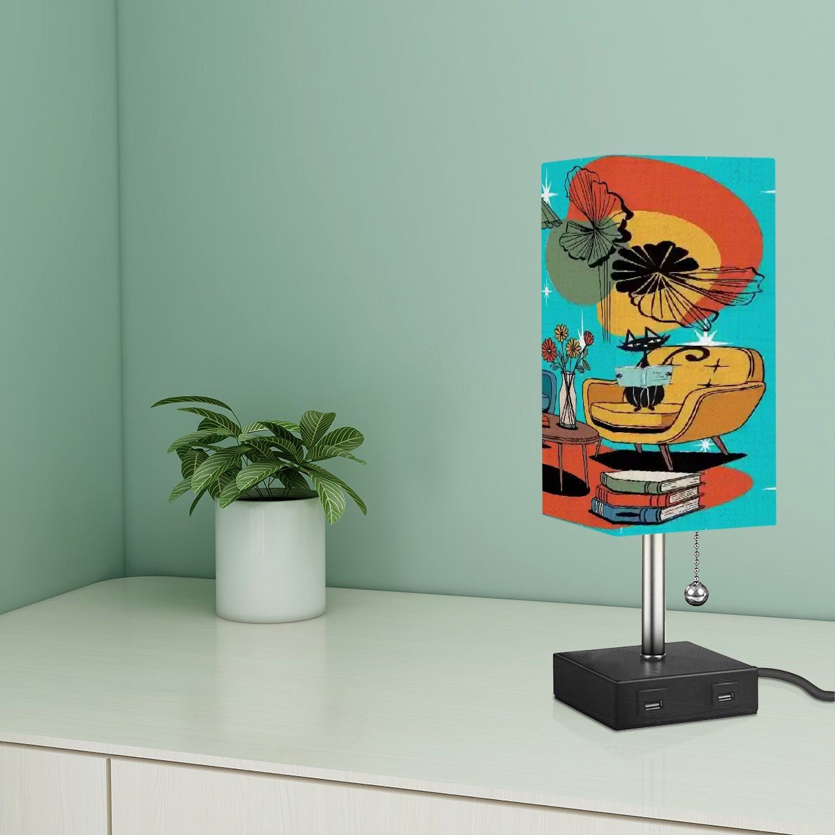 Kate McEnroe New York Atomic Kitsch Cat Reading Lounge Desk Lamp, Mid Century Modern MCM LightDesk LampsILQwt2OtdJ