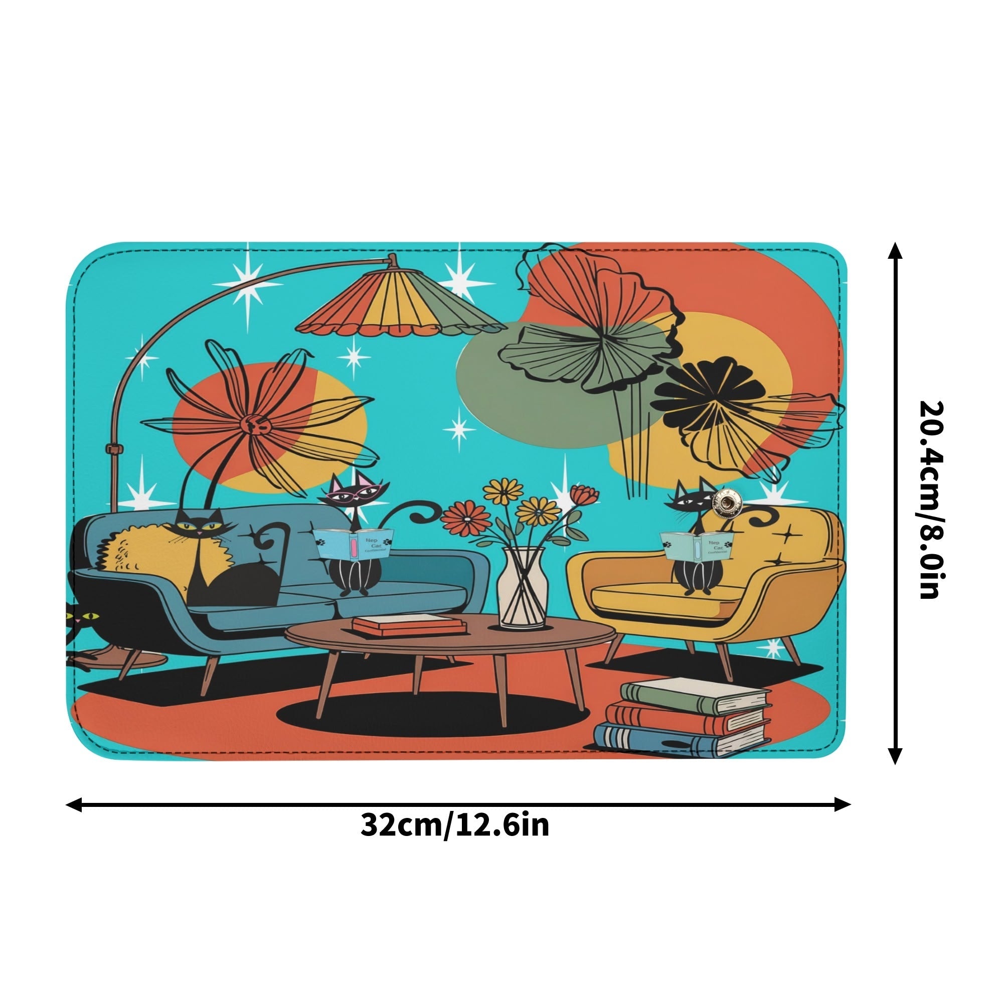 Kate McEnroe New York Atomic Kitsch Cat Trifold Wallet, Retro Mid Century Modern Clutch, MCM Bookish Lounge Starburst PurseWalletsN7M3G1QW - 1