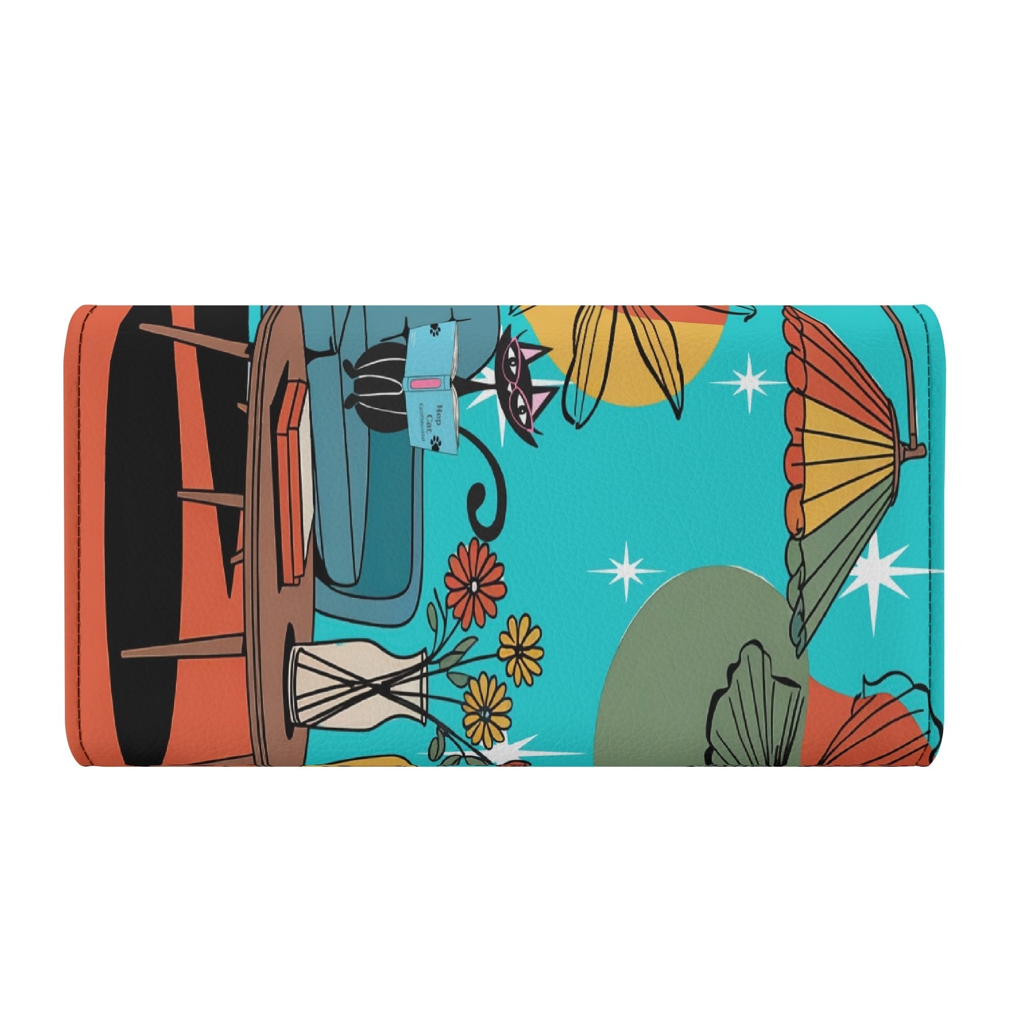 Kate McEnroe New York Atomic Kitsch Cat Trifold Wallet, Retro Mid Century Modern Clutch, MCM Bookish Lounge Starburst PurseWalletsN7M3G1QW - 1