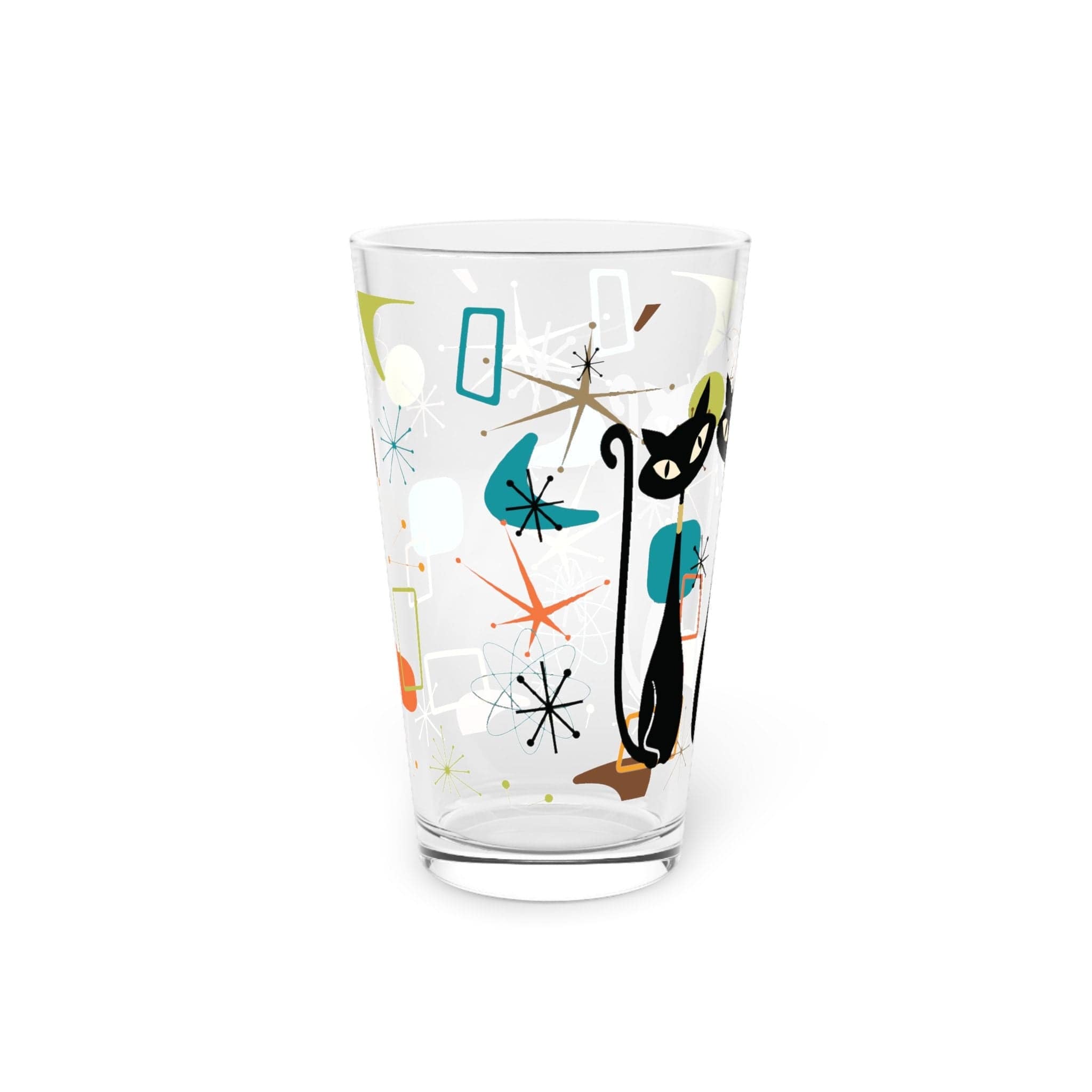 Kate McEnroe New York Atomic Kitschy Black Cat Pint Glass, 16oz Mid Century Modern Retro Beer Glass, MCM Beer Glassware Gifts, Party Drinkware, Cocktail GlassBeer Glasses19544781790628725125