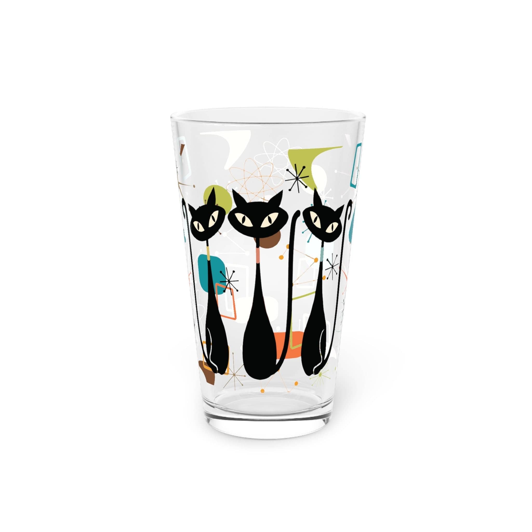 Kate McEnroe New York Atomic Kitschy Black Cat Pint Glass, 16oz Mid Century Modern Retro Beer Glass, MCM Beer Glassware Gifts, Party Drinkware, Cocktail GlassBeer Glasses19544781790628725125