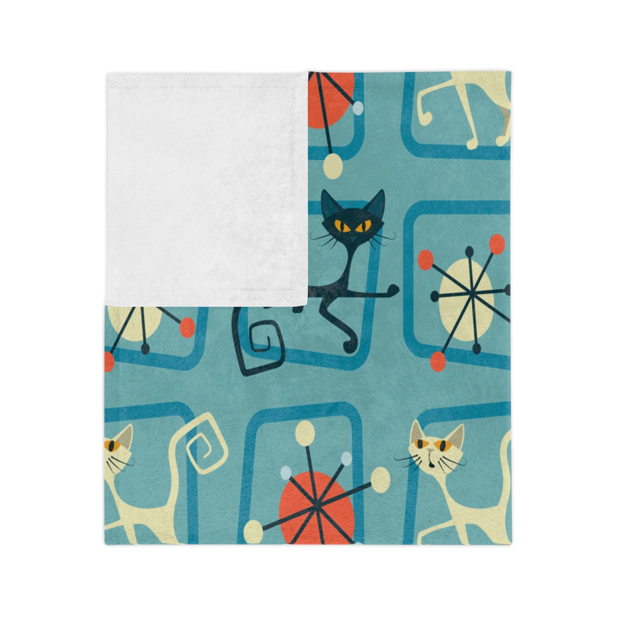 Kate McEnroe New York Atomic Kitschy Cat MCM Retro BlanketBlankets18419810090842731453