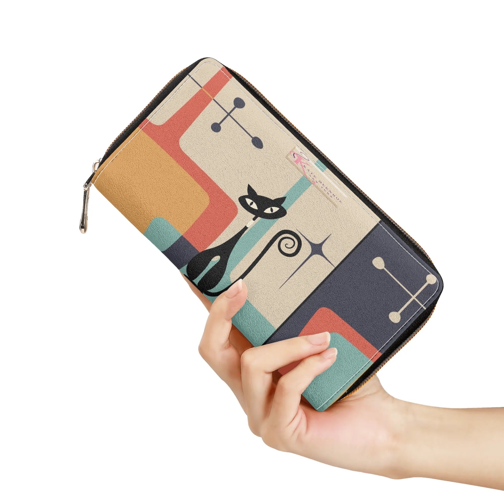 Kate McEnroe New York Atomic Kitschy Cat Mid Century Modern Retro Zipper WalletWalletsWELM408Y - 1