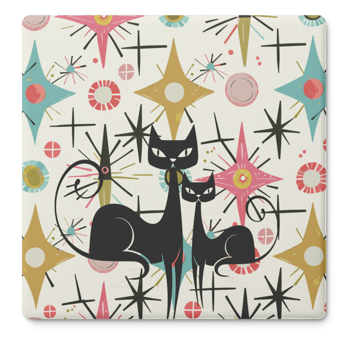 Kate McEnroe New York Atomic Kitschy Cat Mid Century Modern Starburst Soapstone CoastersCoasters7021