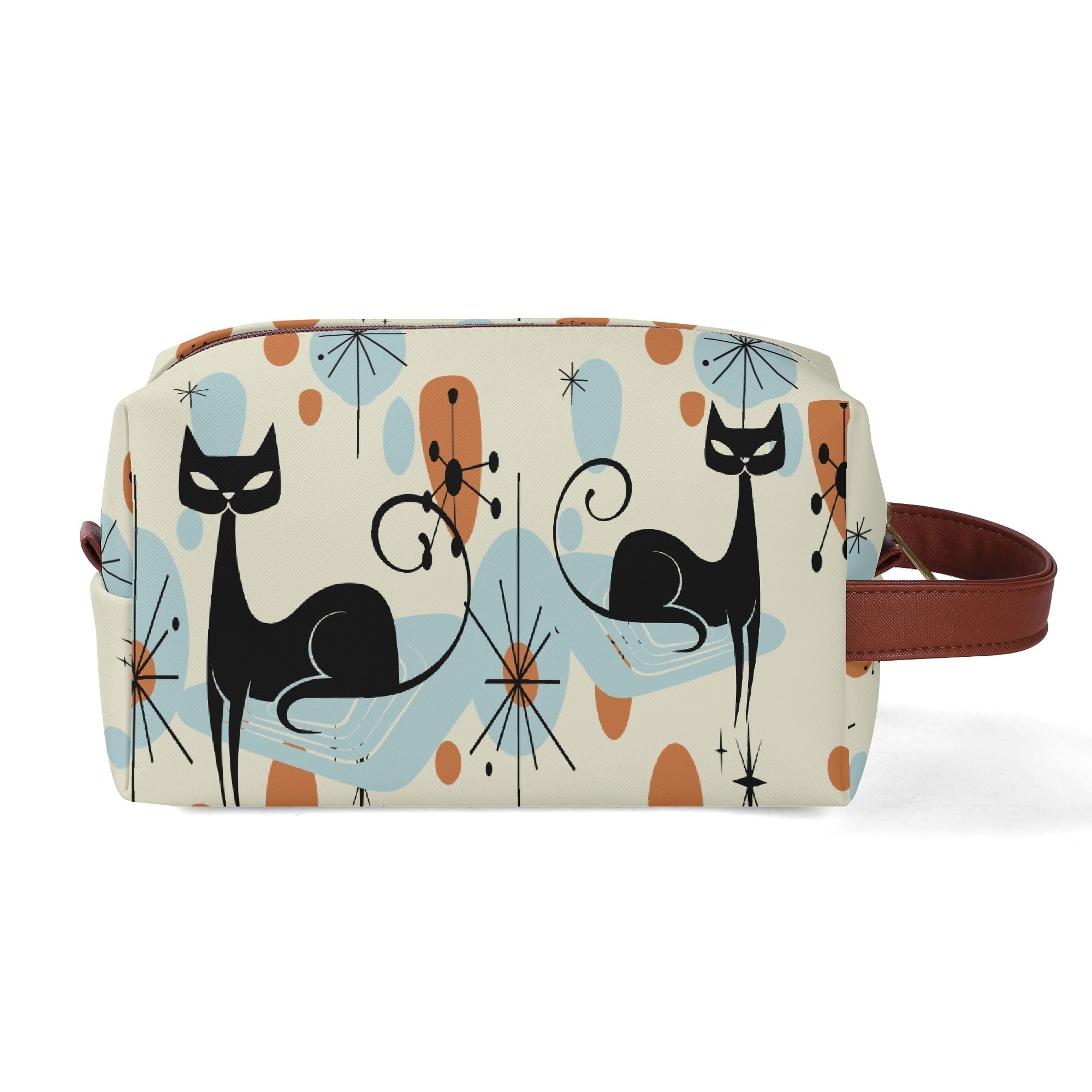 Kate McEnroe New York Atomic Kitschy Cat Mid Century Modern Toiletry Bag, Retro 50s Space Age Dopp Kit, Geometric Travel OrganizerCosmetic & Toiletry BagsW1KVQMDN - 1