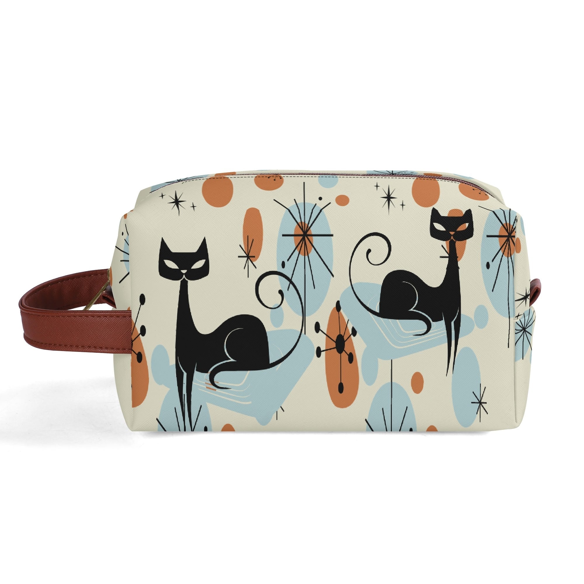 Kate McEnroe New York Atomic Kitschy Cat Mid Century Modern Toiletry Bag, Retro 50s Space Age Dopp Kit, Geometric Travel OrganizerCosmetic & Toiletry BagsW1KVQMDN - 1
