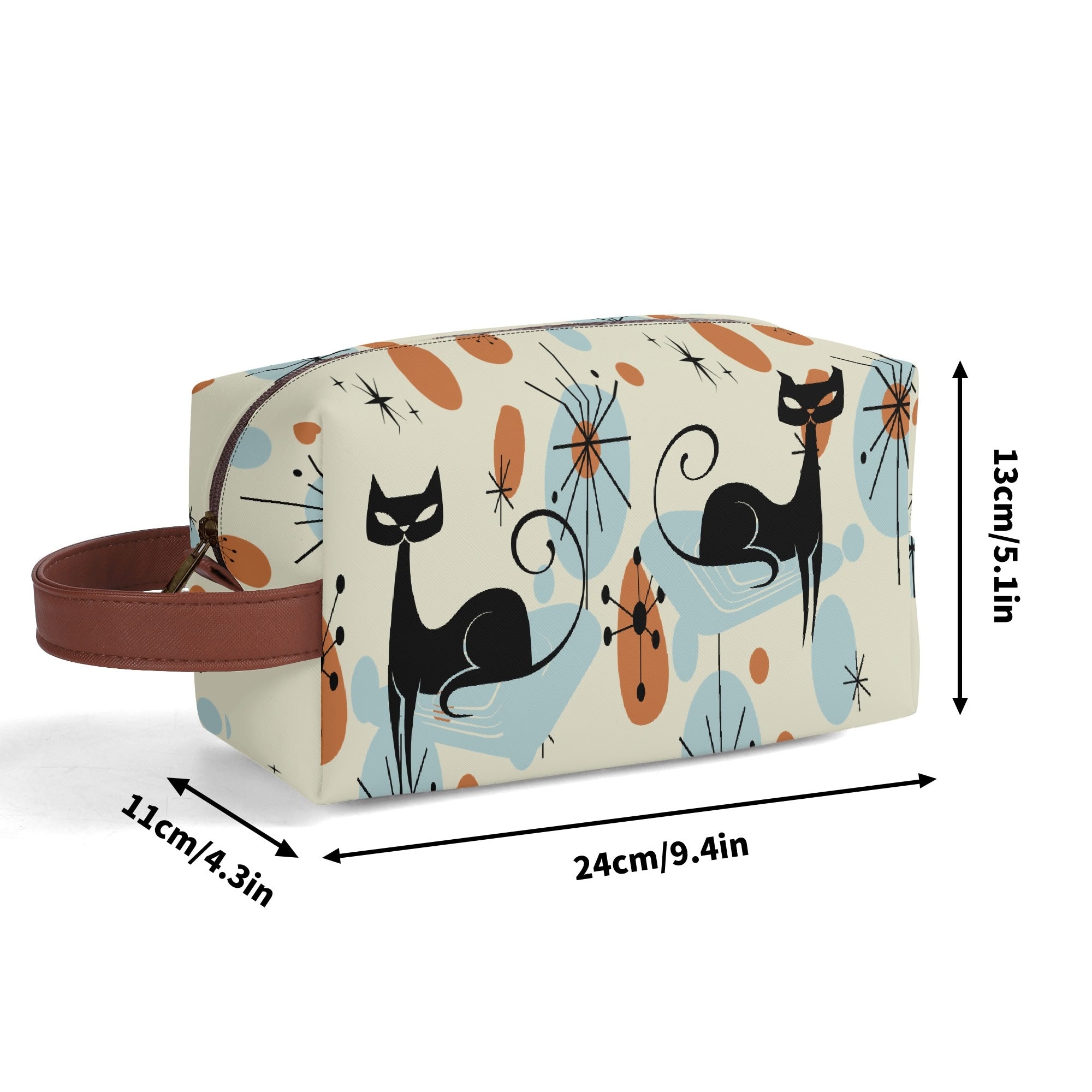 Kate McEnroe New York Atomic Kitschy Cat Mid Century Modern Toiletry Bag, Retro 50s Space Age Dopp Kit, Geometric Travel OrganizerCosmetic & Toiletry BagsW1KVQMDN - 1
