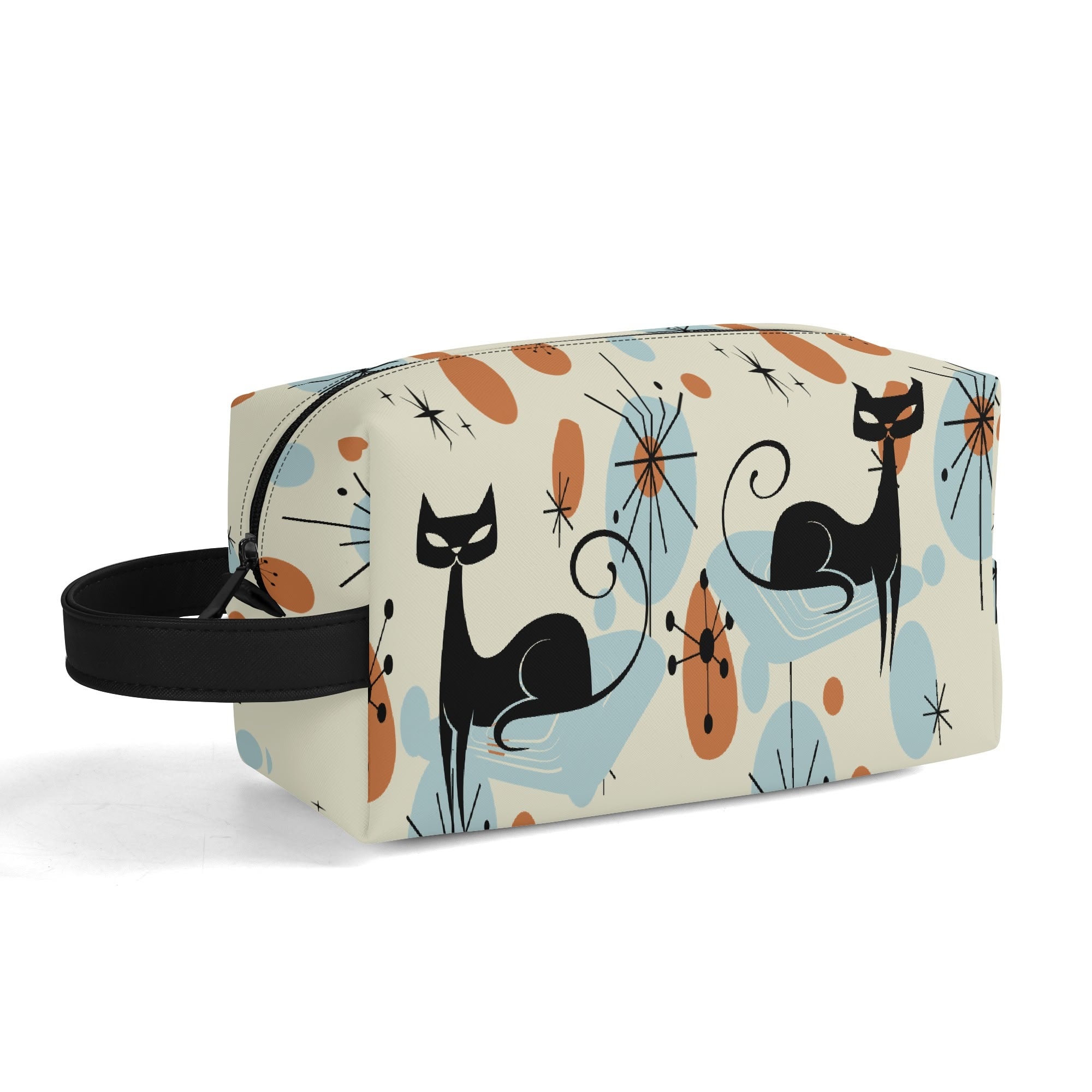 Kate McEnroe New York Atomic Kitschy Cat Mid Century Modern Toiletry Bag, Retro 50s Space Age Dopp Kit, Geometric Travel OrganizerCosmetic & Toiletry BagsW1KVQMDN - 2
