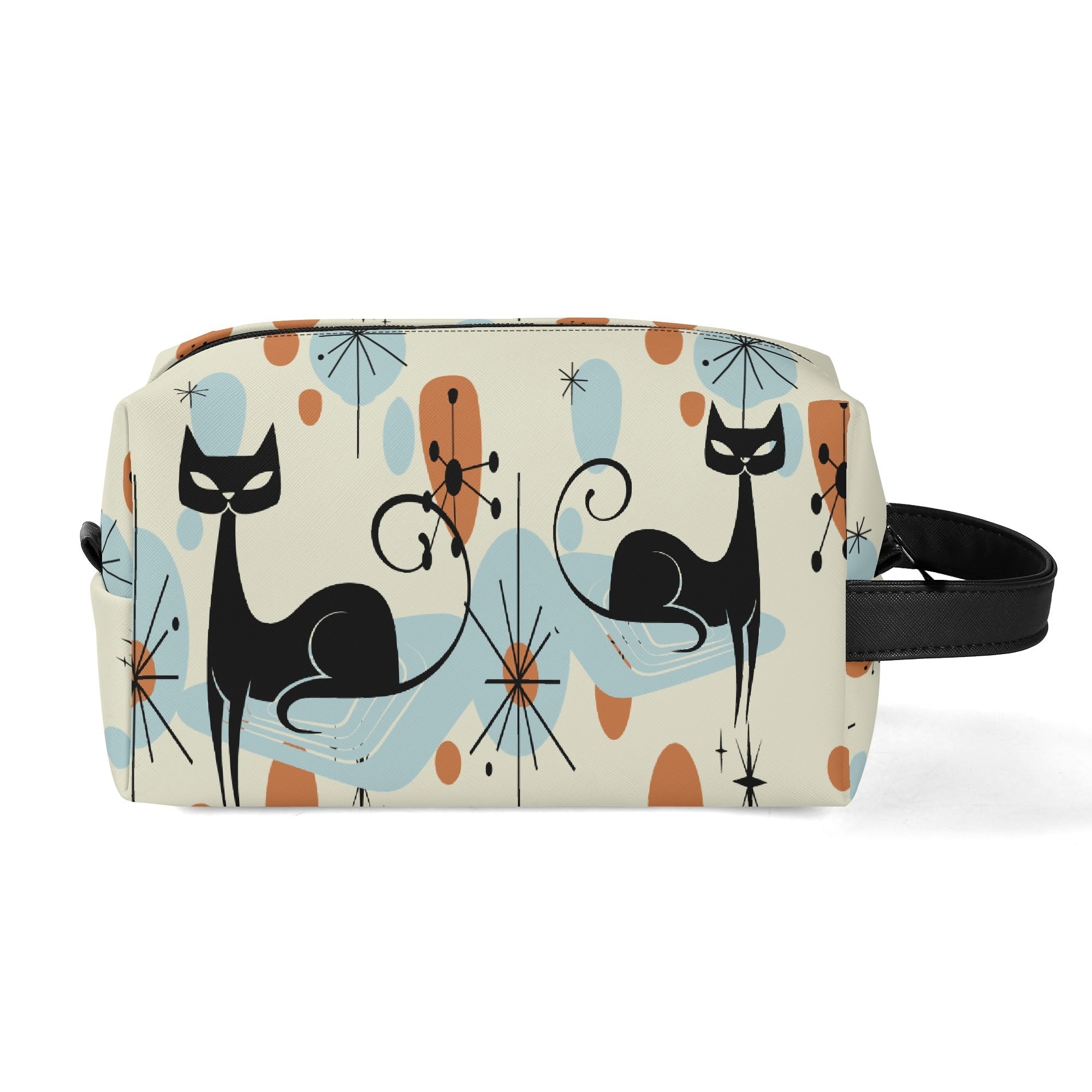 Kate McEnroe New York Atomic Kitschy Cat Mid Century Modern Toiletry Bag, Retro 50s Space Age Dopp Kit, Geometric Travel OrganizerCosmetic & Toiletry BagsW1KVQMDN - 2