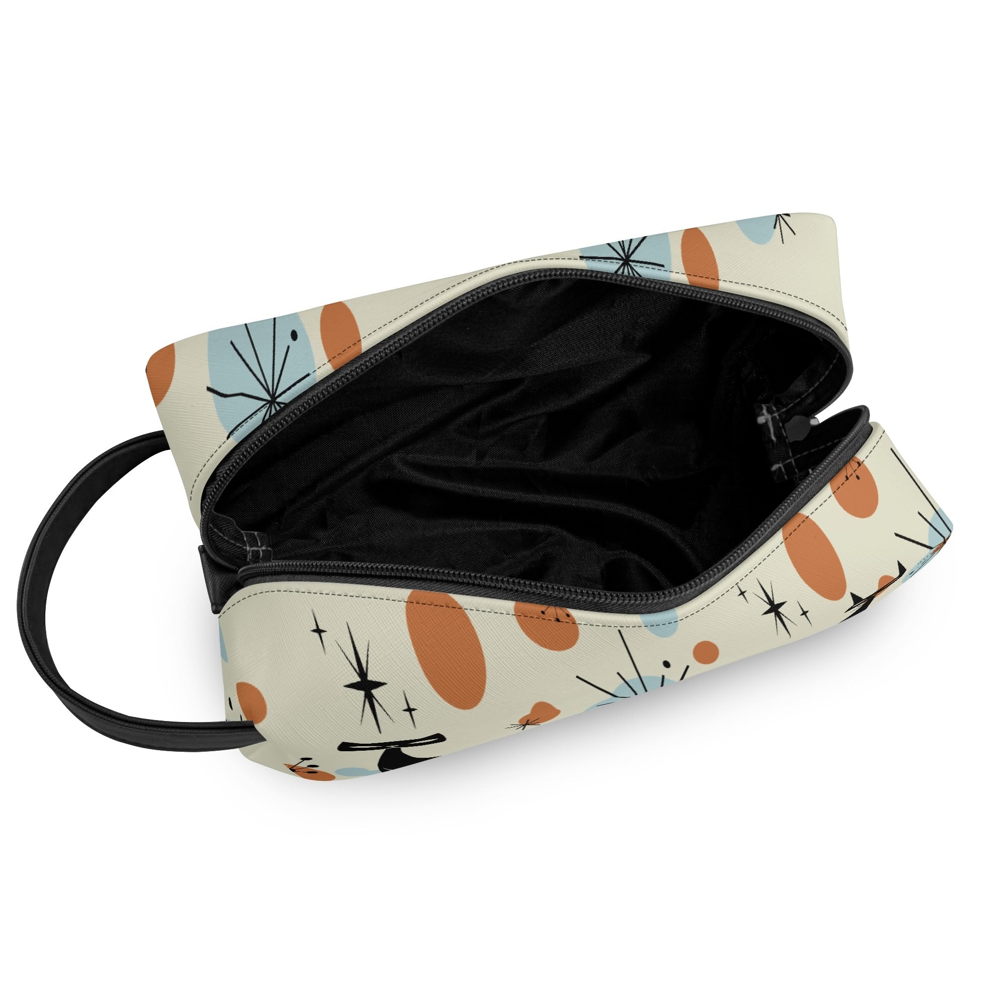 Kate McEnroe New York Atomic Kitschy Cat Mid Century Modern Toiletry Bag, Retro 50s Space Age Dopp Kit, Geometric Travel OrganizerCosmetic & Toiletry BagsW1KVQMDN - 2