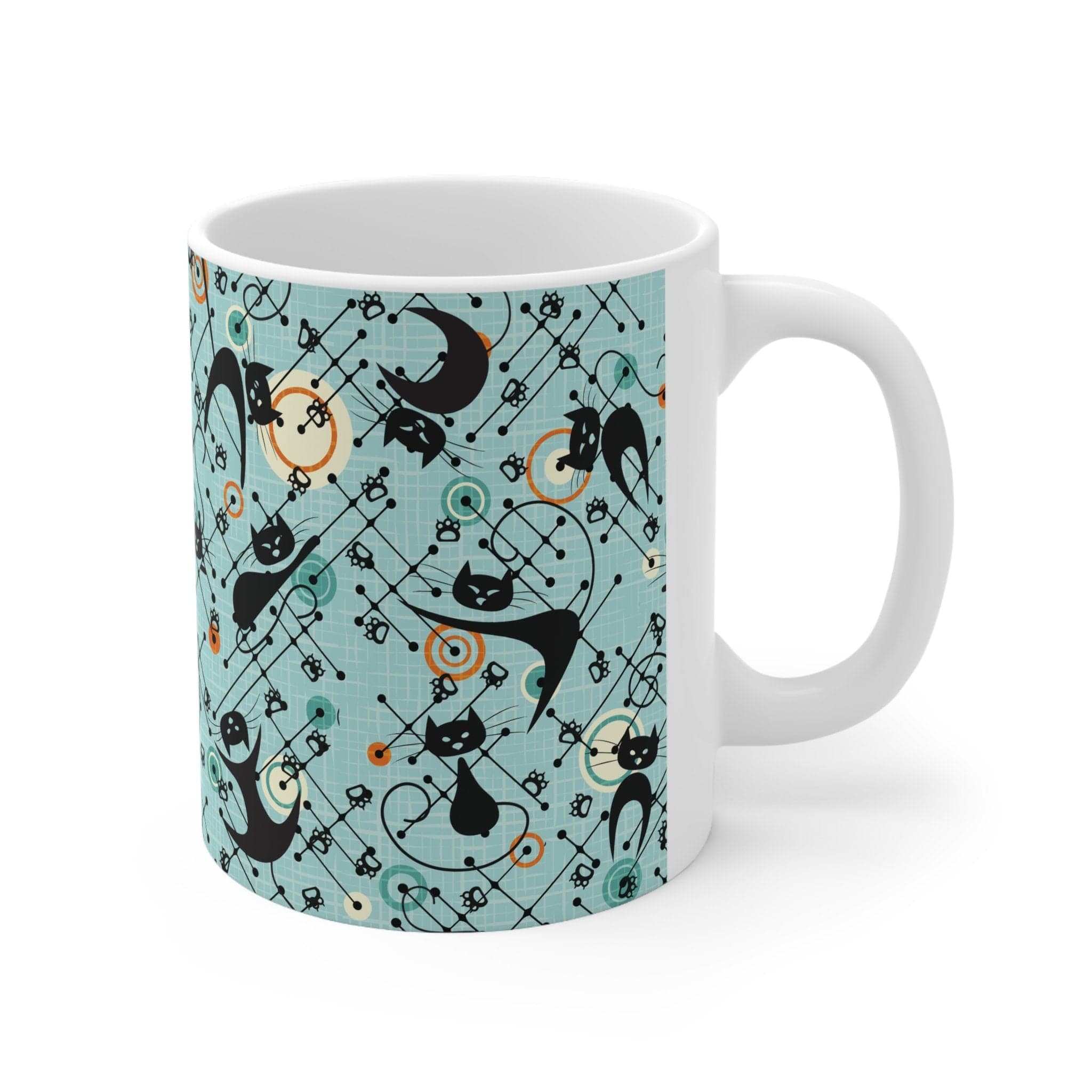 Kate McEnroe New York Atomic Kitschy Cat Mug, Retro Mid Century Modern DrinkwareMugs31115606966429280793