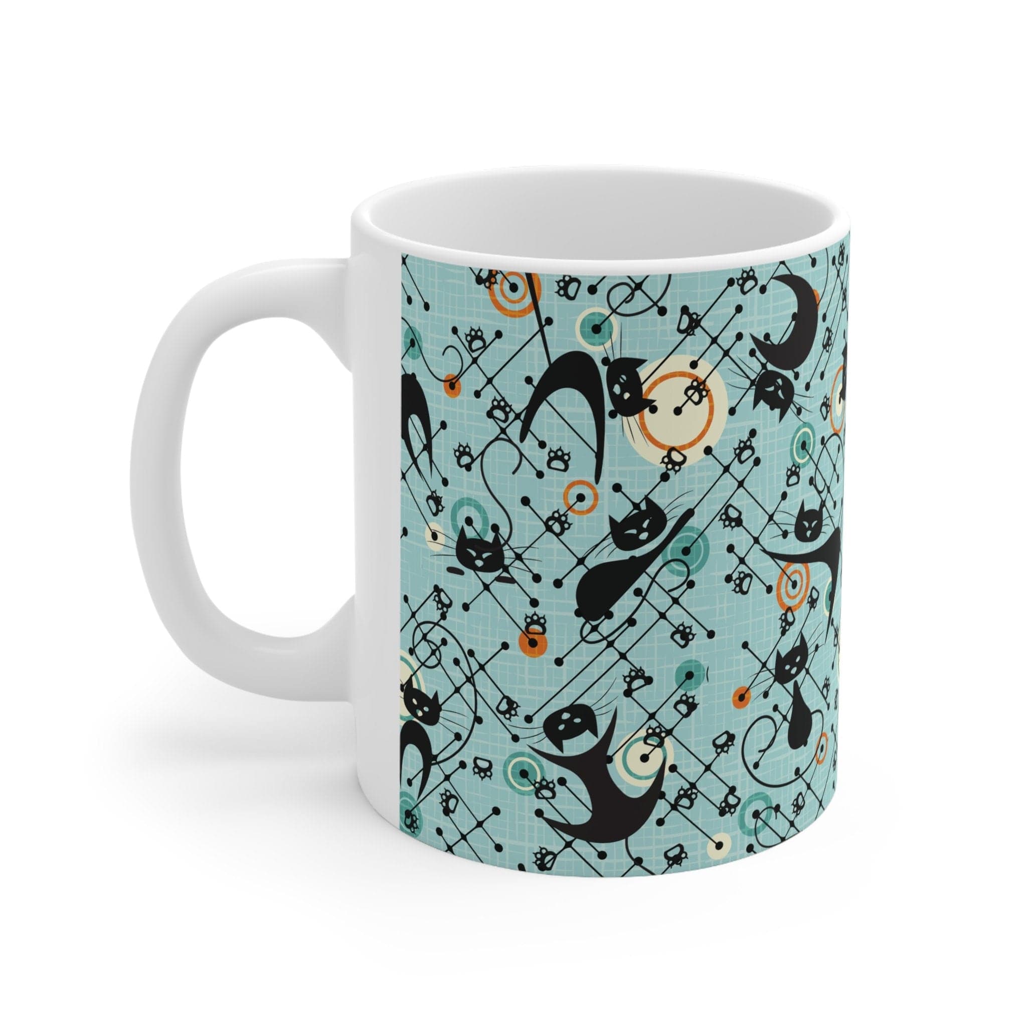 Kate McEnroe New York Atomic Kitschy Cat Mug, Retro Mid Century Modern DrinkwareMugs31115606966429280793