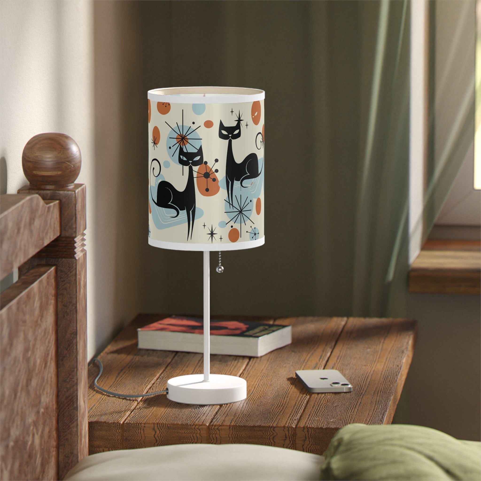 Kate McEnroe New York Atomic Kitschy Cat Table Lamp, Mid Century Modern, Retro 50s Starburst Accent LightTable Lamps13648903342644844473