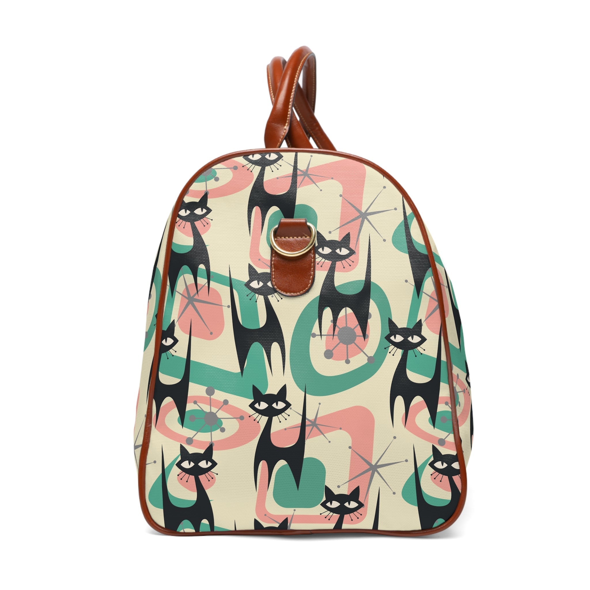 Kate McEnroe New York Atomic Kitschy Cat Travel Bag, Mid Century Modern Retro Geometric Starburst Weekender Carry on BagDuffel Bags16848540604138601256