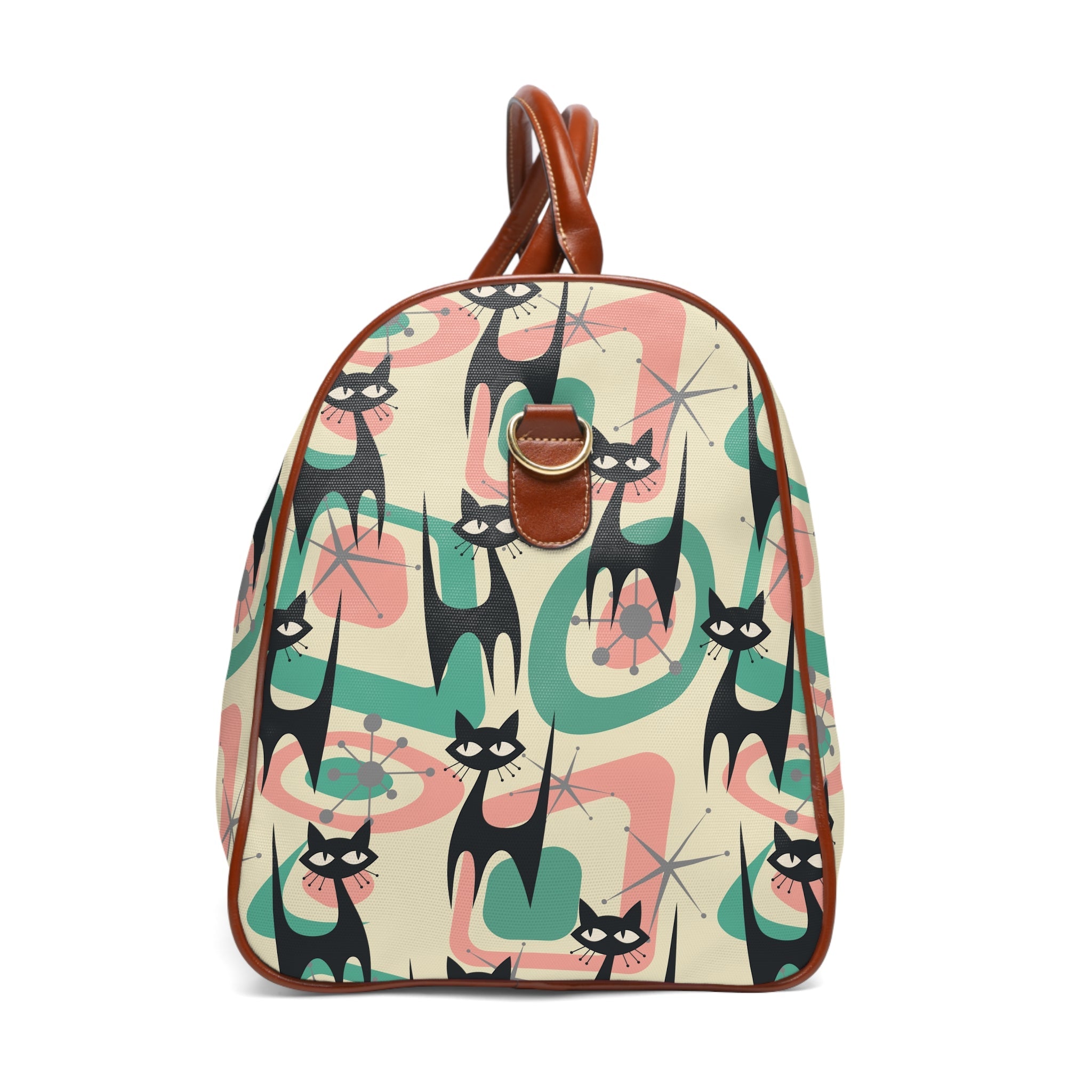 Kate McEnroe New York Atomic Kitschy Cat Travel Bag, Mid Century Modern Retro Geometric Starburst Weekender Carry on BagDuffel Bags16848540604138601256