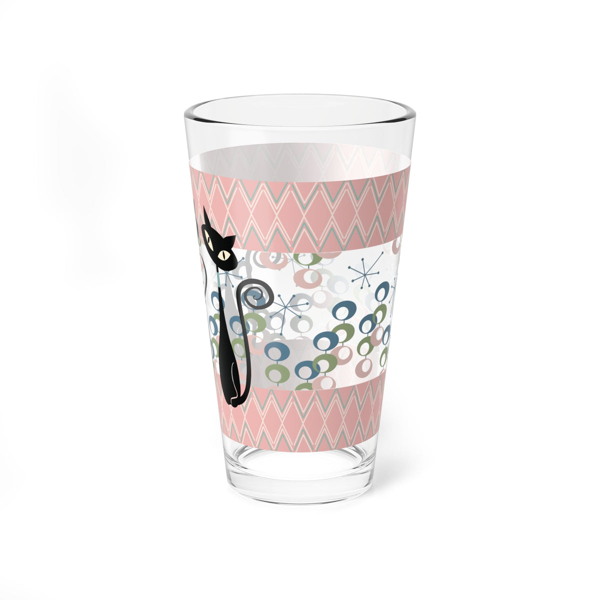 Kate McEnroe New York Atomic Kitschy Cat Trio Pint Glass, Retro Mid Century Modern Drinkware, Vintage Style BarwarePint Glasses27157435526004708384