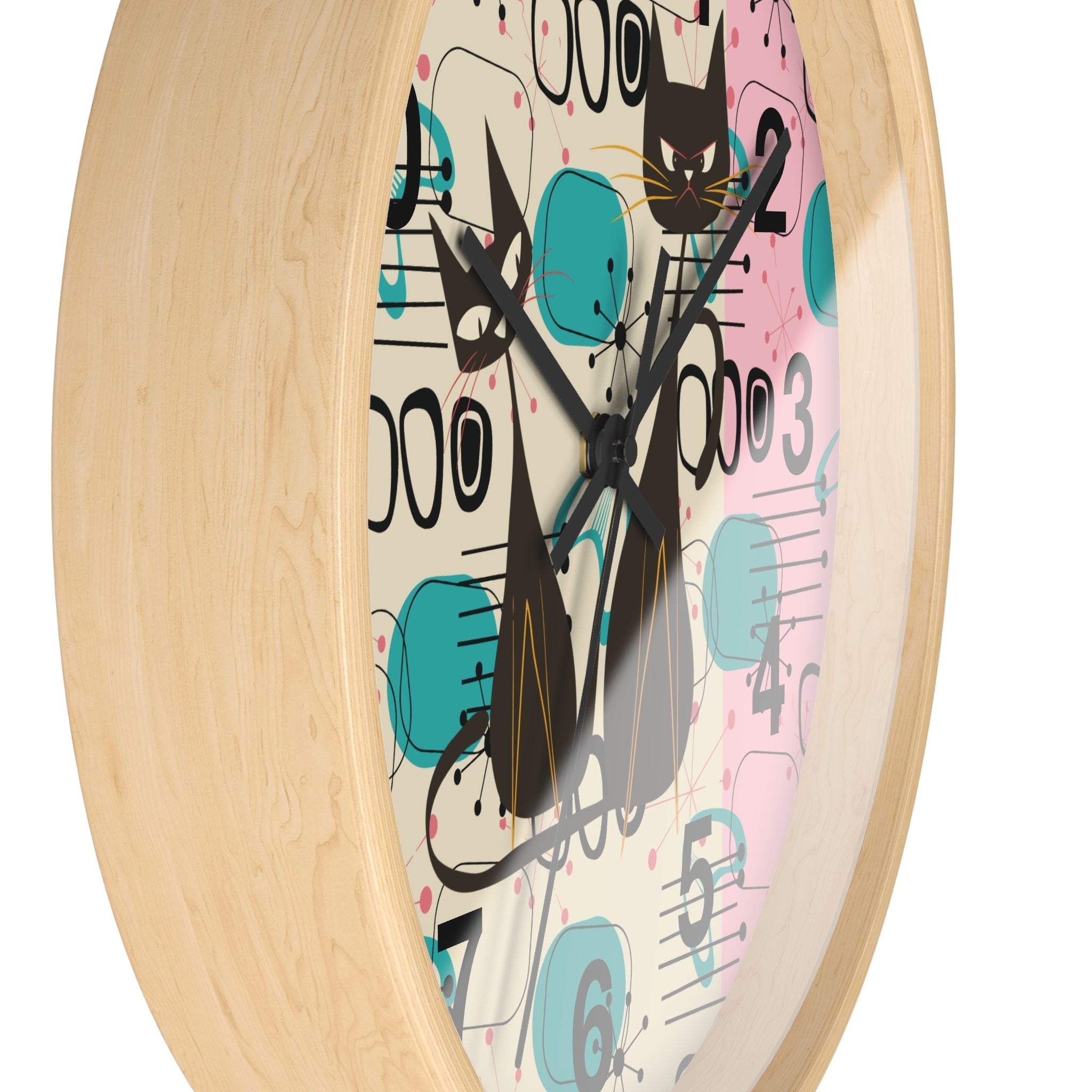 Kate McEnroe New York Atomic Kitschy Cat Wall Clock, Mid Century Modern Retro Wall DecorWall Clocks13239521451965325922