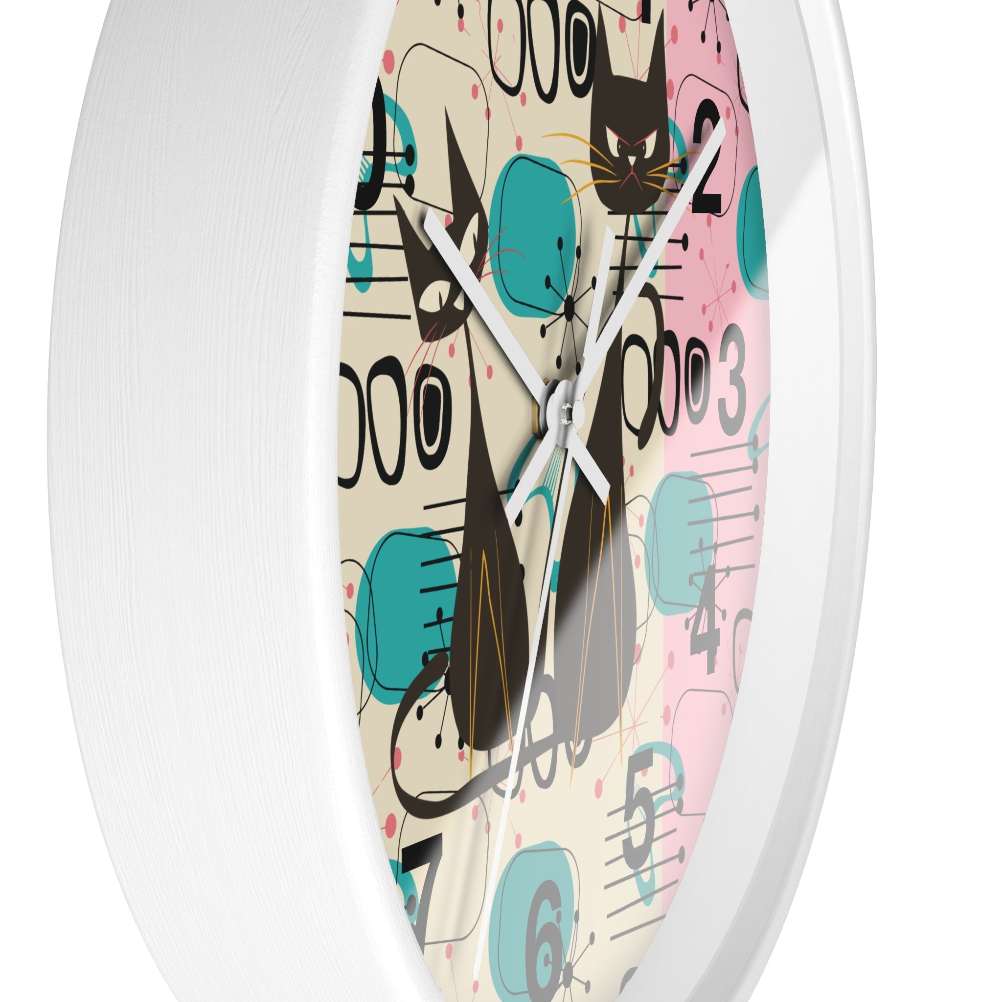 Kate McEnroe New York Atomic Kitschy Cat Wall Clock, Mid Century Modern Retro Wall DecorWall Clocks13239521451965325922