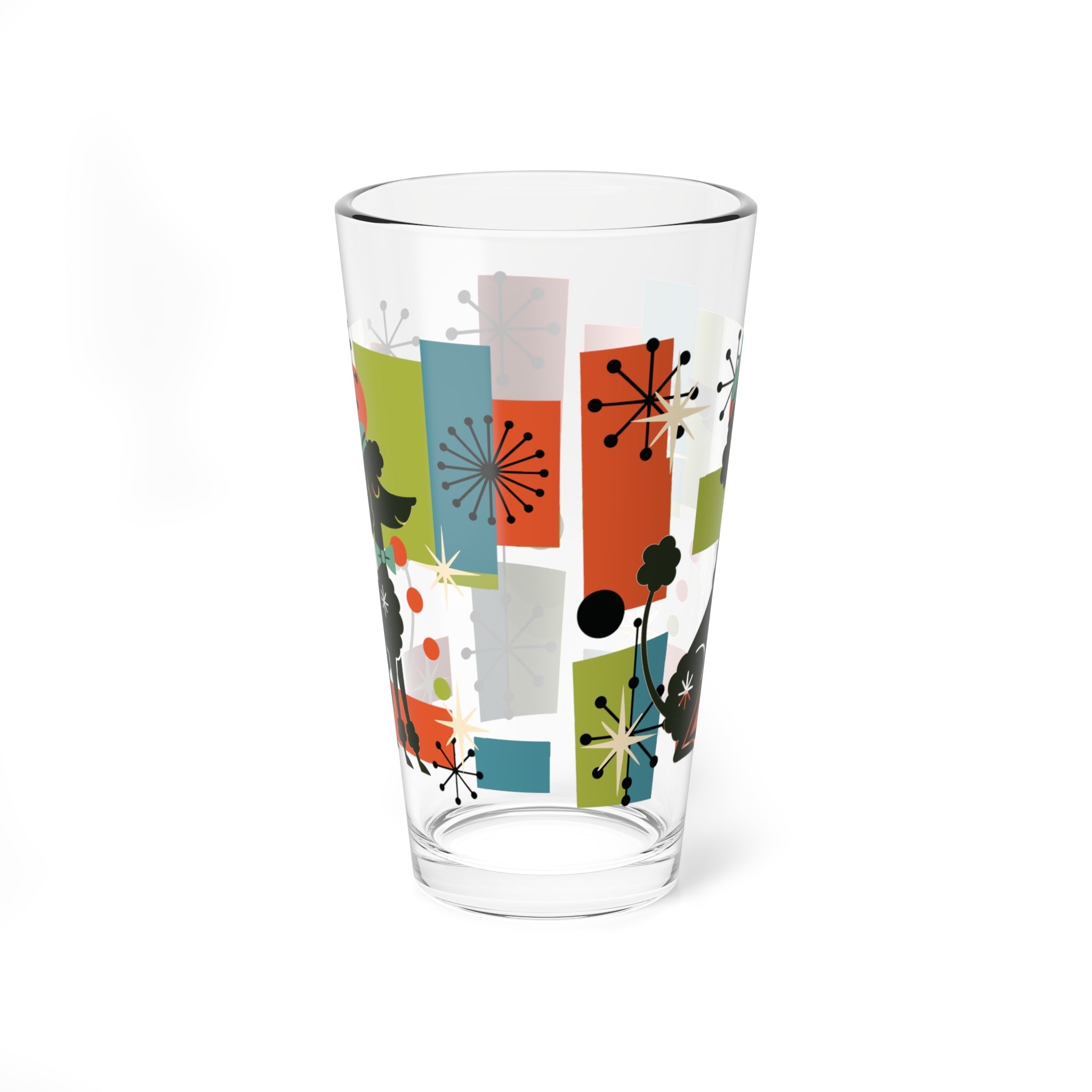 Kate McEnroe New York Atomic Kitschy Poodle Cocktail Barware, 50s Mid Century Modern Retro Pint Glass, MCM Starburst Mod Dog DrinkwarePint Glasses79011372823341542105
