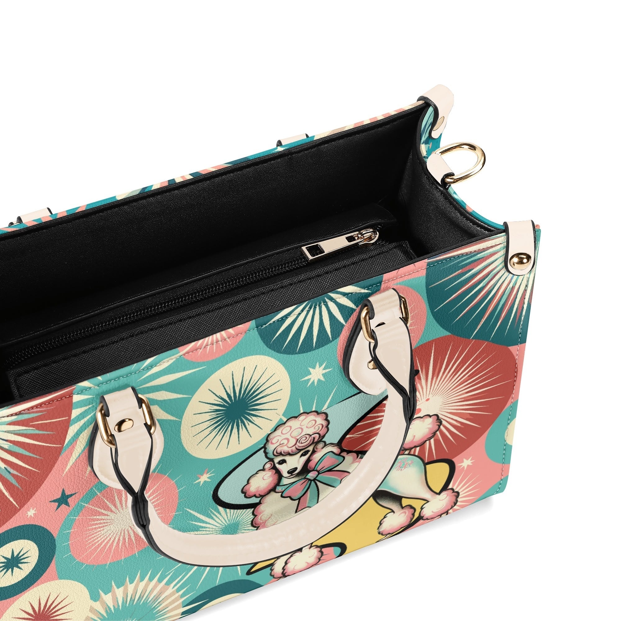 Kate McEnroe New York Atomic Kitschy Poodle Retro Handbag, Mid Century Modern Starburst 50s PurseHandbagsNKQ4EE1N - 1