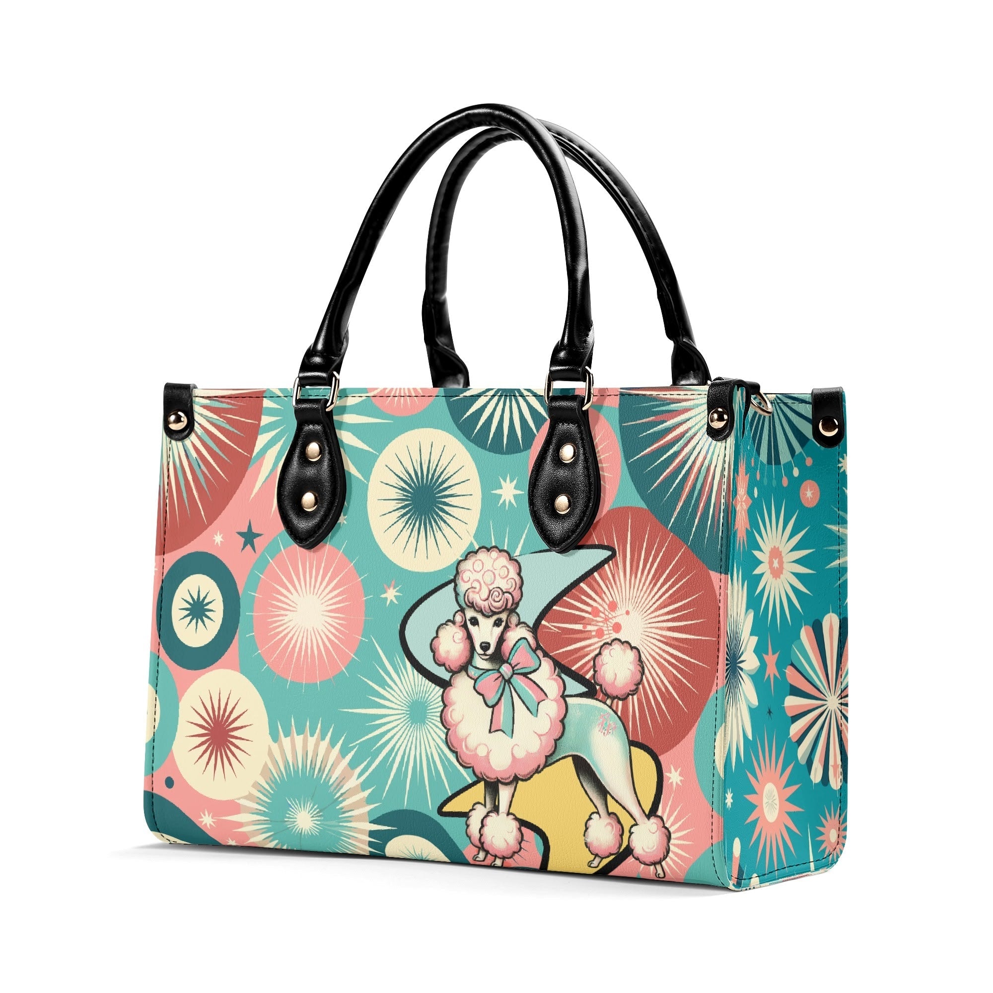 Kate McEnroe New York Atomic Kitschy Poodle Retro Handbag, Mid Century Modern Starburst 50s PurseHandbagsNKQ4EE1N - 1