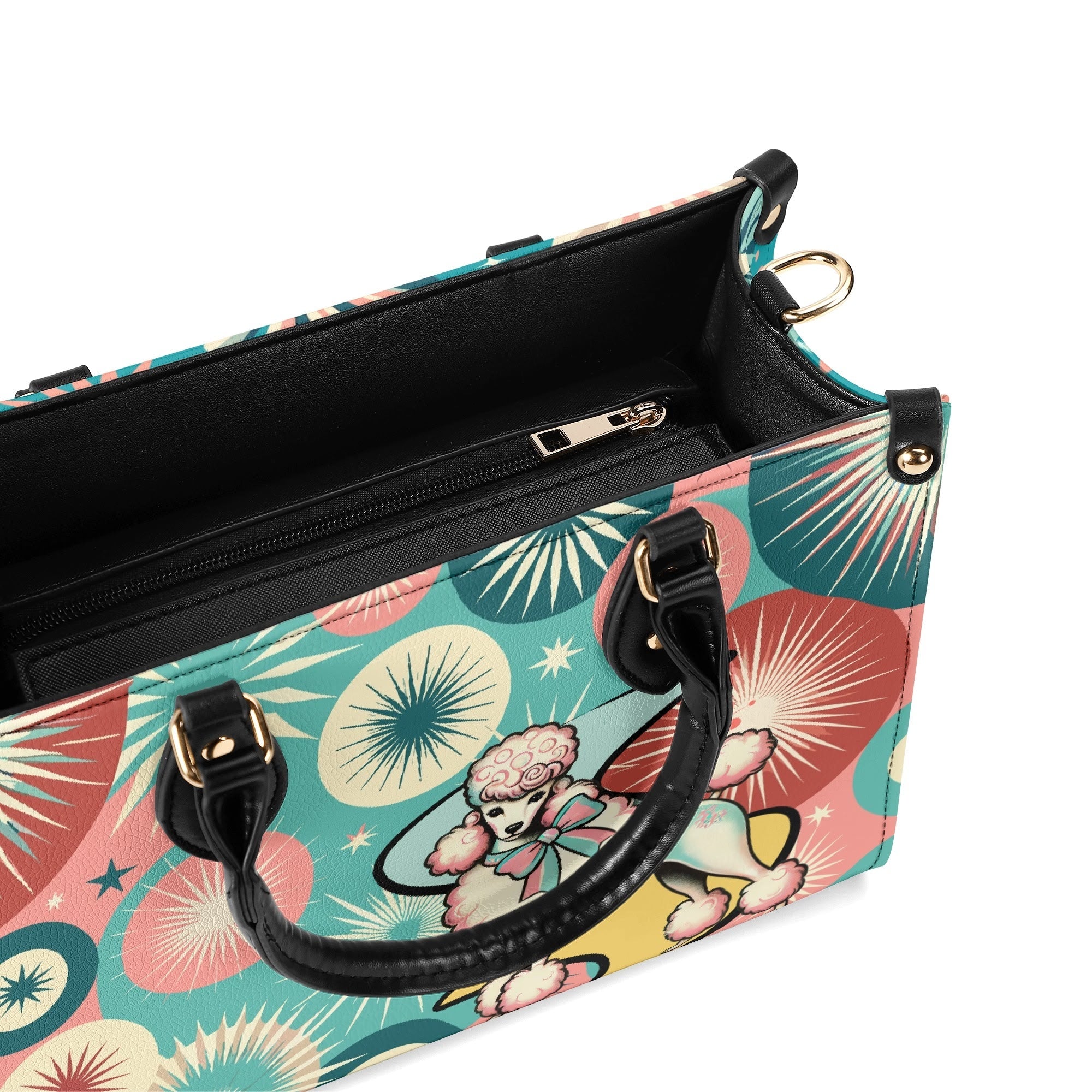 Kate McEnroe New York Atomic Kitschy Poodle Retro Handbag, Mid Century Modern Starburst 50s PurseHandbagsNKQ4EE1N - 1