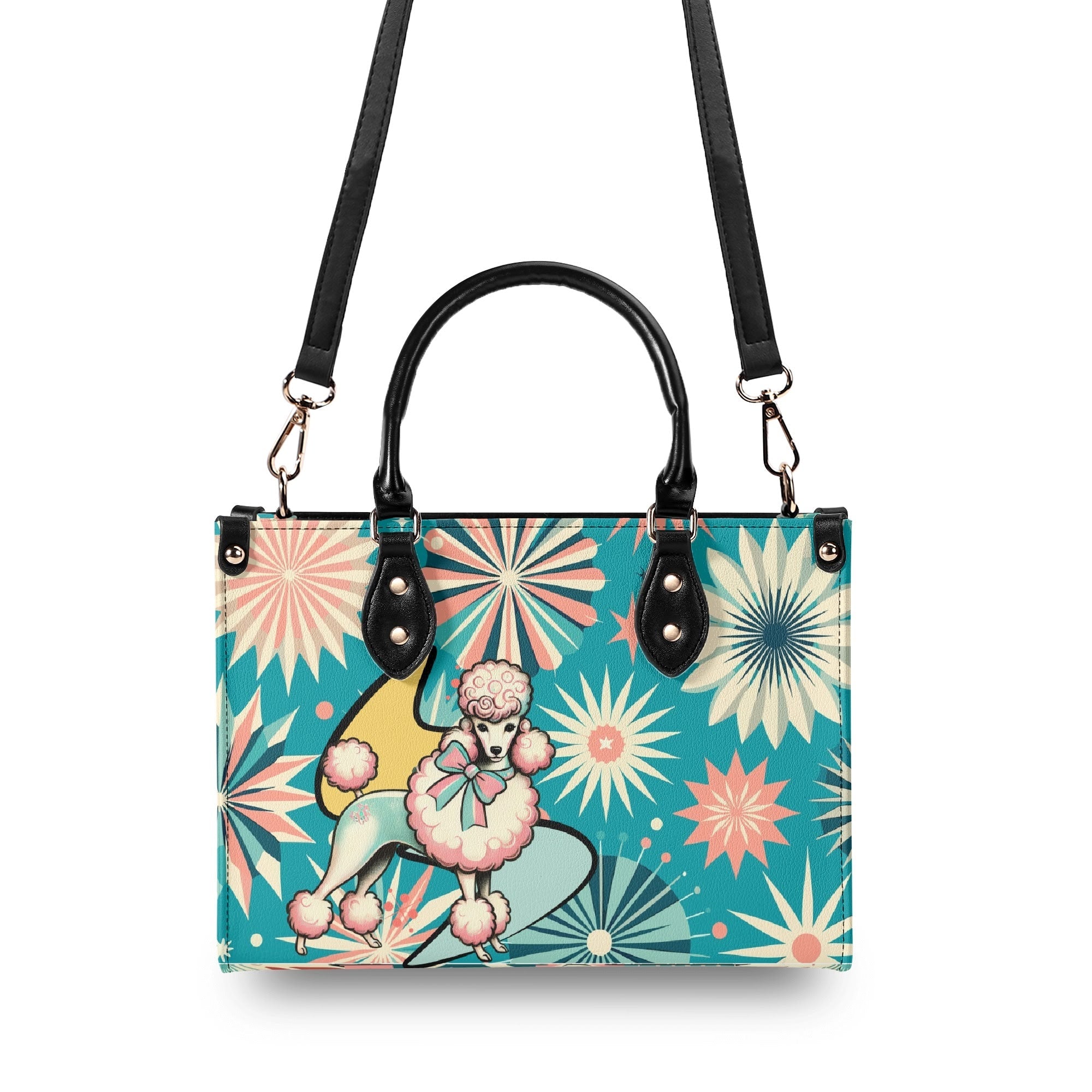 Kate McEnroe New York Atomic Kitschy Poodle Retro Handbag, Mid Century Modern Starburst 50s PurseHandbagsNKQ4EE1N - 1