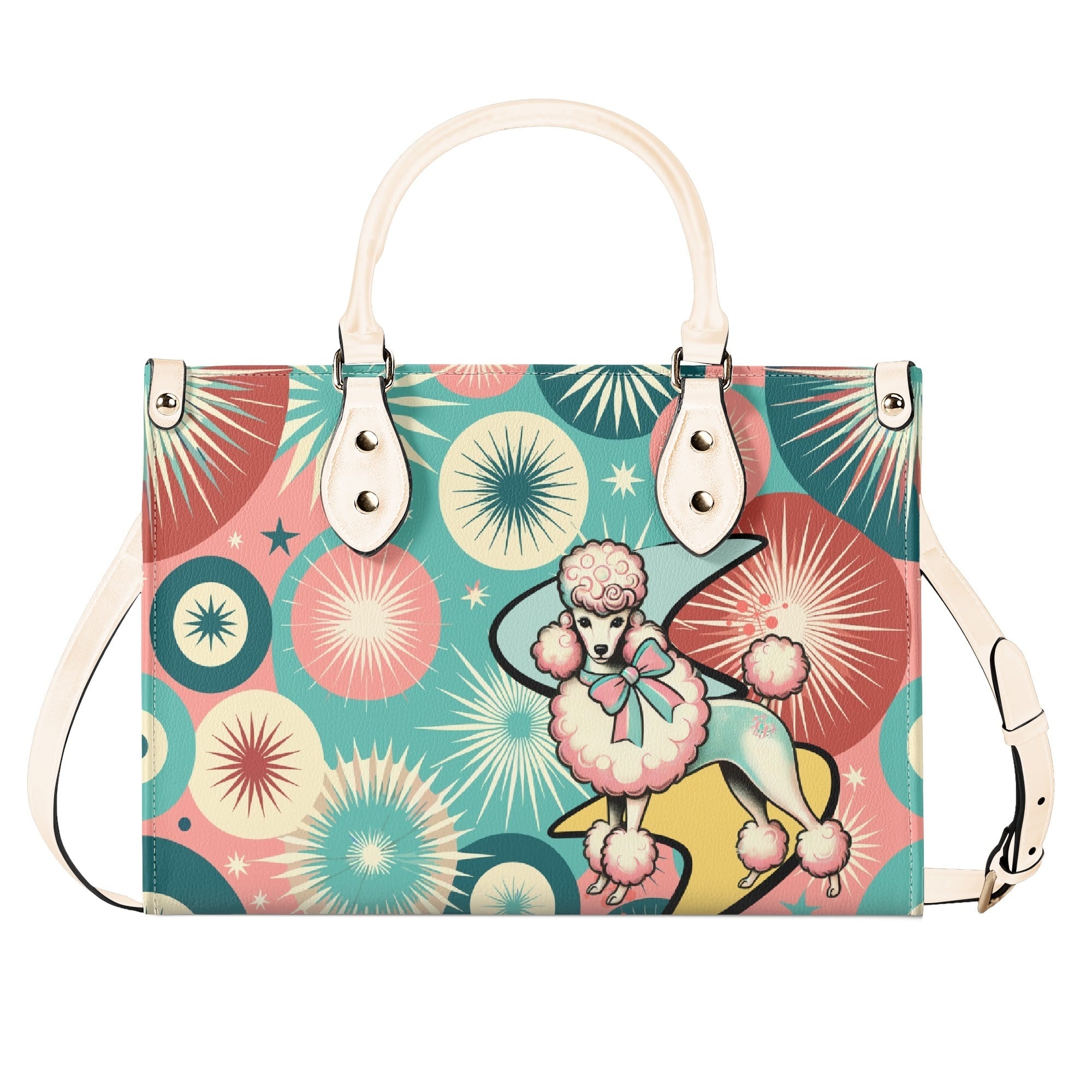 Kate McEnroe New York Atomic Kitschy Poodle Retro Handbag, Mid Century Modern Starburst 50s PurseHandbagsNKQ4EE1N - 1