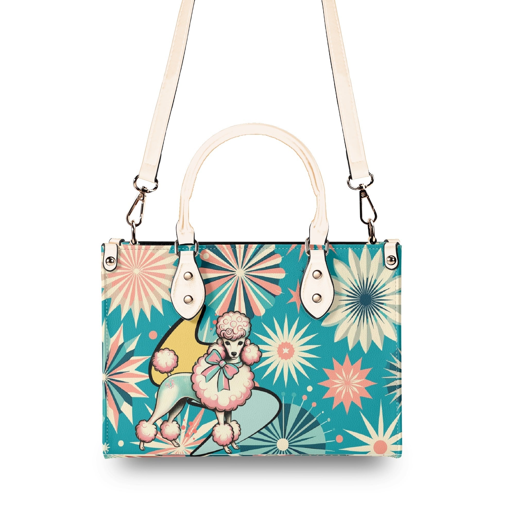 Kate McEnroe New York Atomic Kitschy Poodle Retro Handbag, Mid Century Modern Starburst 50s PurseHandbagsNKQ4EE1N - 1