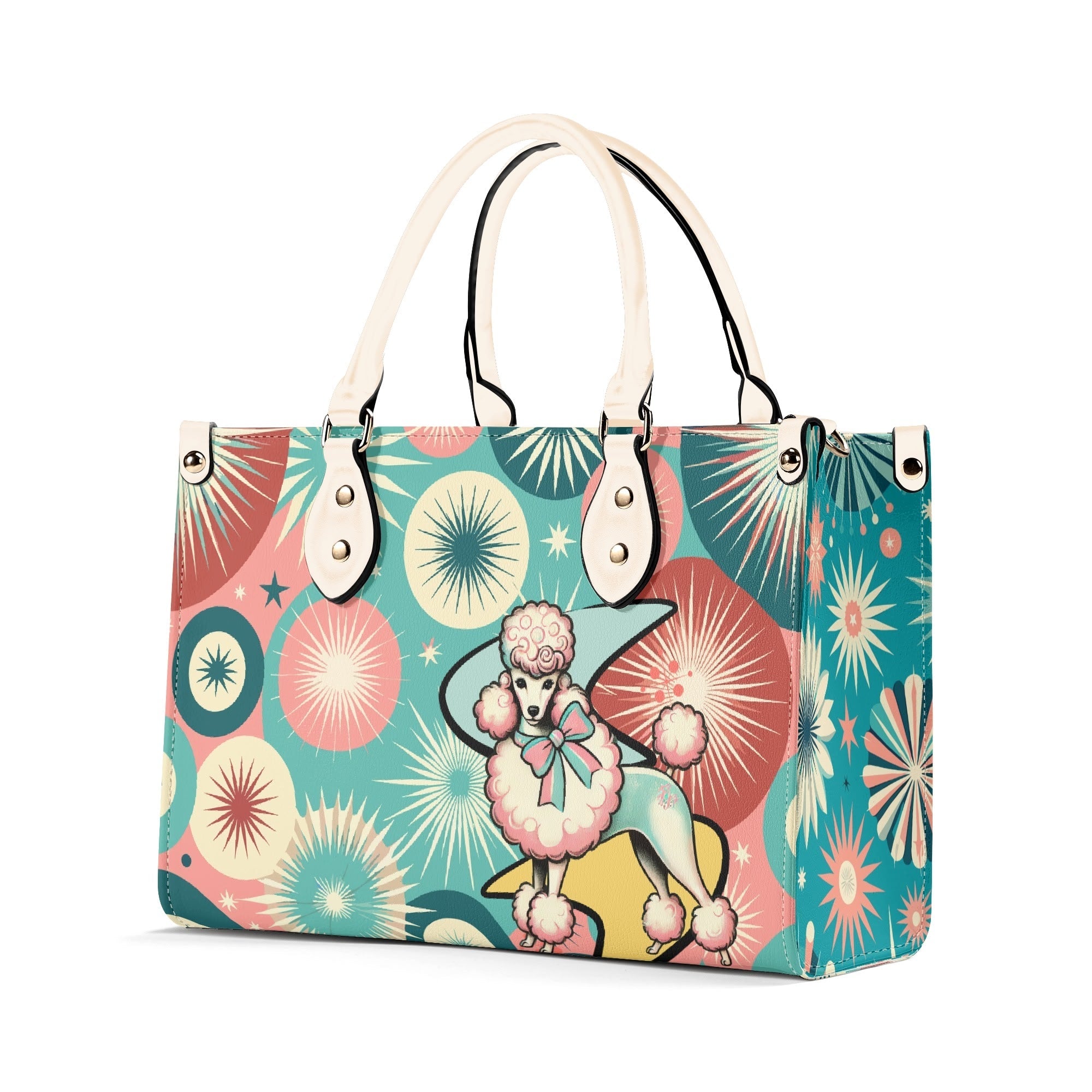 Kate McEnroe New York Atomic Kitschy Poodle Retro Handbag, Mid Century Modern Starburst 50s PurseHandbagsNKQ4EE1N - 1