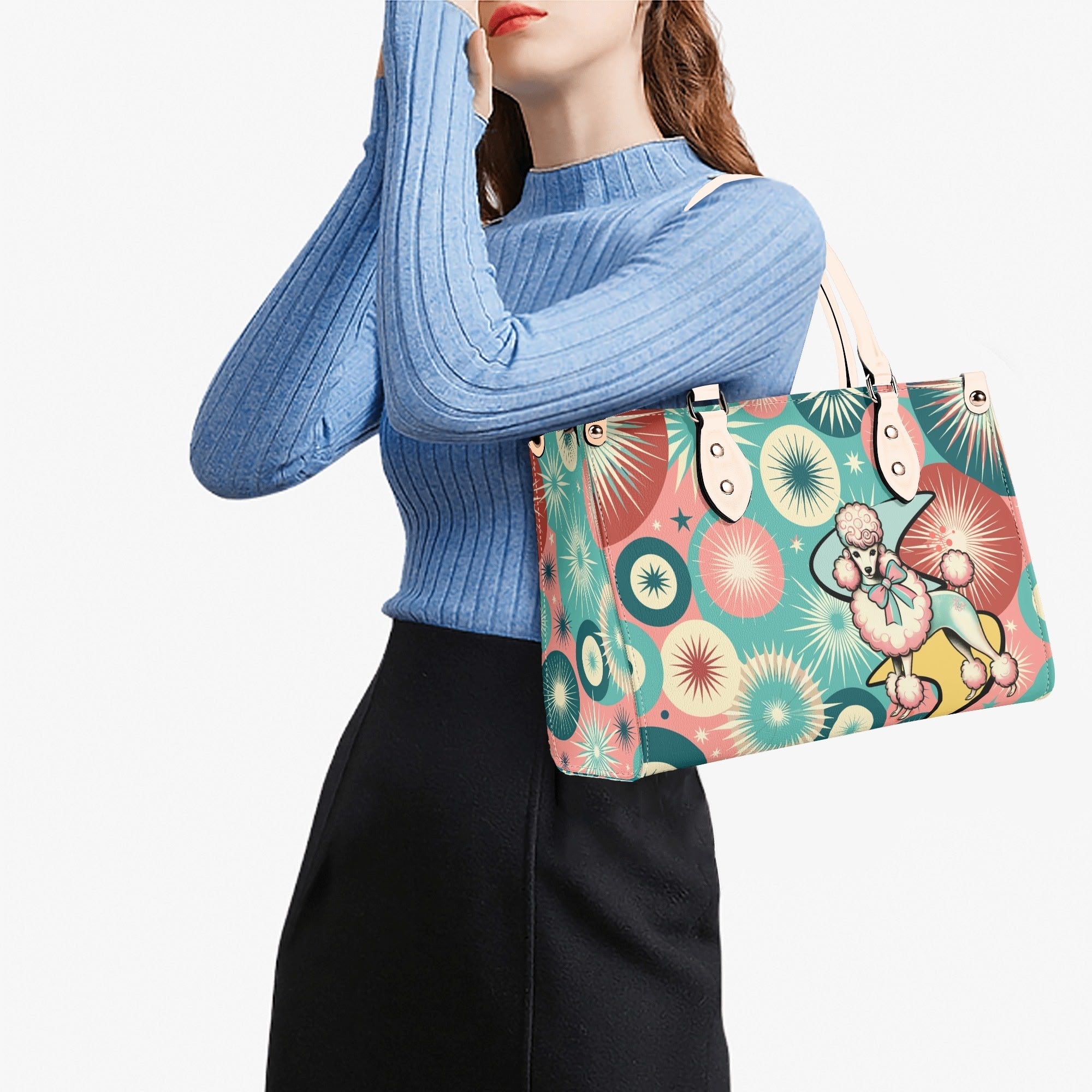 Kate McEnroe New York Atomic Kitschy Poodle Retro Handbag, Mid Century Modern Starburst 50s PurseHandbagsNKQ4EE1N - 1