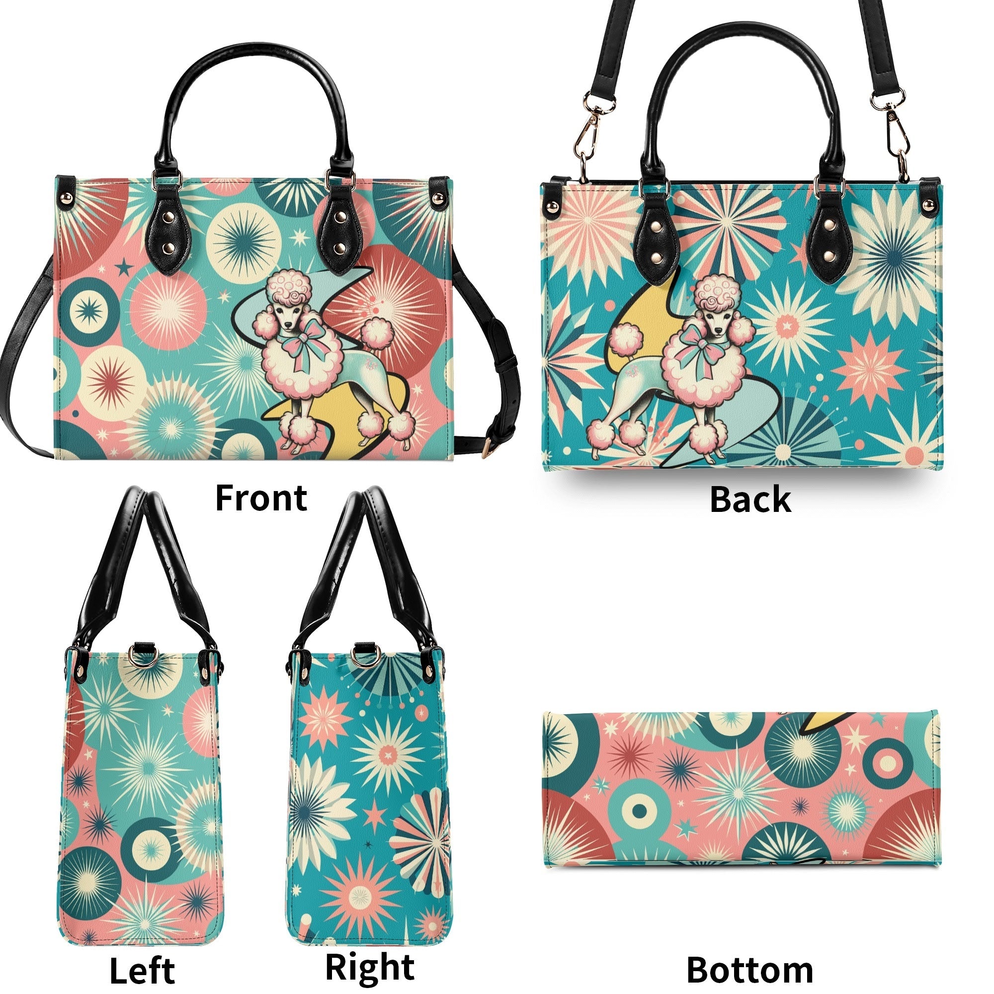 Kate McEnroe New York Atomic Kitschy Poodle Retro Handbag, Mid Century Modern Starburst 50s PurseHandbagsNKQ4EE1N - 1