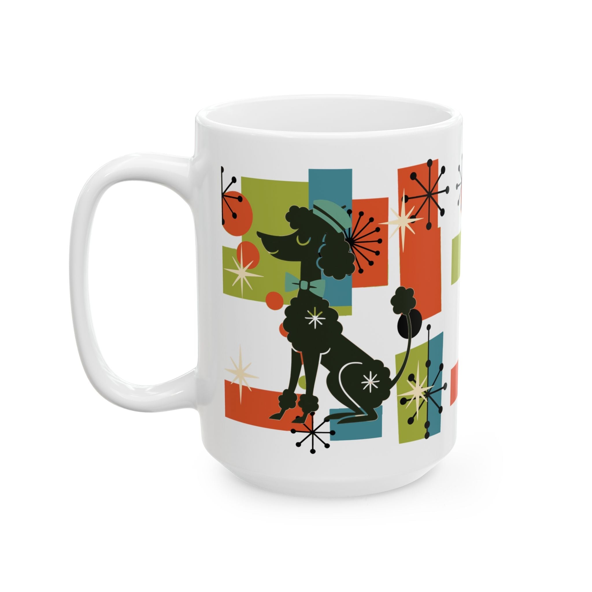 Kate McEnroe New York Atomic Poodle Coffee Mug, Retro MCM Starburst Mid Century ModernMugs10036245343245797338