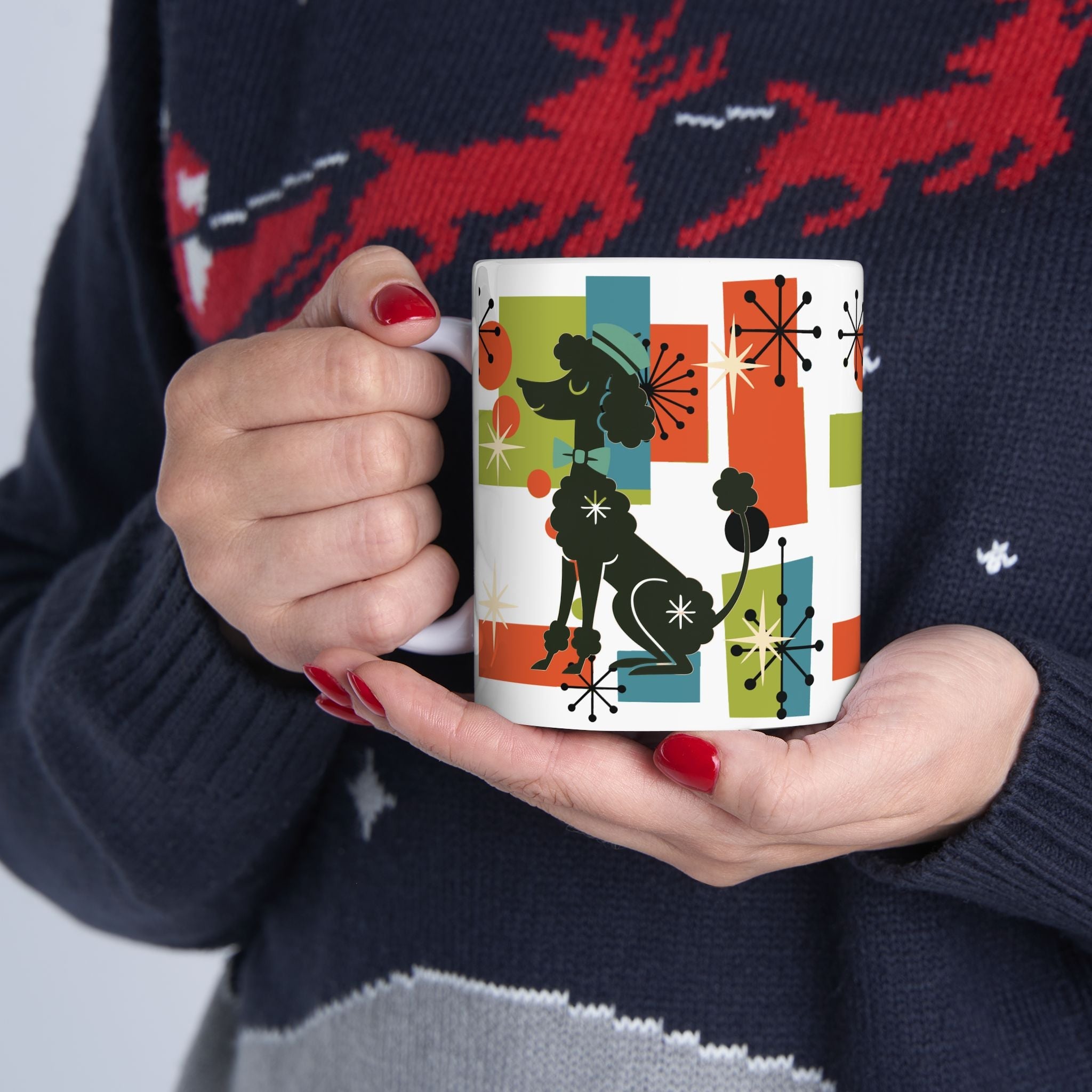 Kate McEnroe New York Atomic Poodle Coffee Mug, Retro MCM Starburst Mid Century ModernMugs28900786853722092421