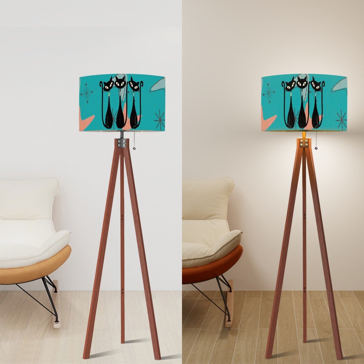 Kate McEnroe New York Atomic Sexton Cat 50s Mid Century Modern Drum Lamp ShadeLamp ShadesCyP2sPRpQx