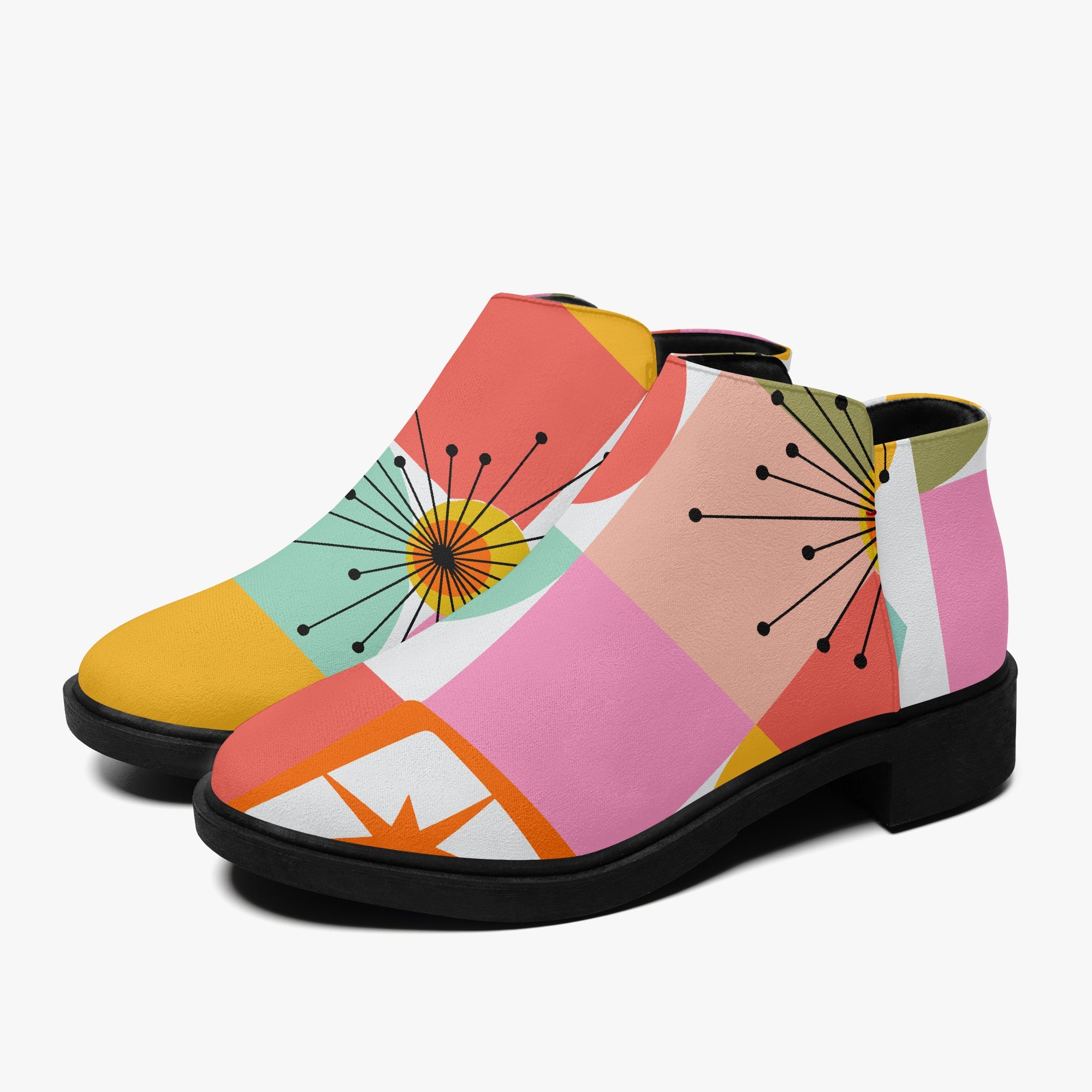 Kate McEnroe New York Atomic Starburst Ankle Boots, Mid Century Modern MCM Women&