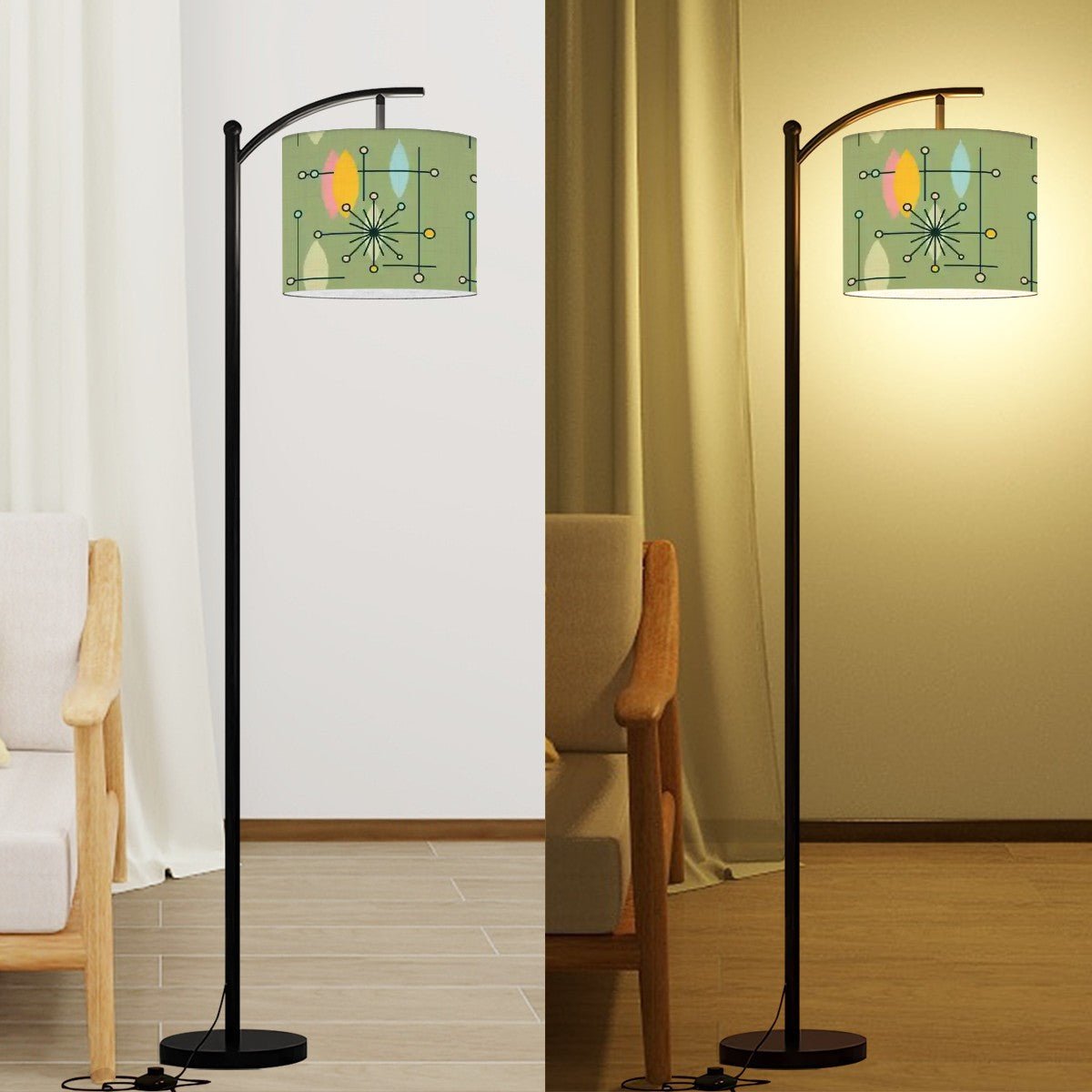 Kate McEnroe New York Atomic Starburst Arc Floor Lamp, Mid Century Modern Overarching Light, Retro 50s Accent LampFloor LampsFCgyR4frLk