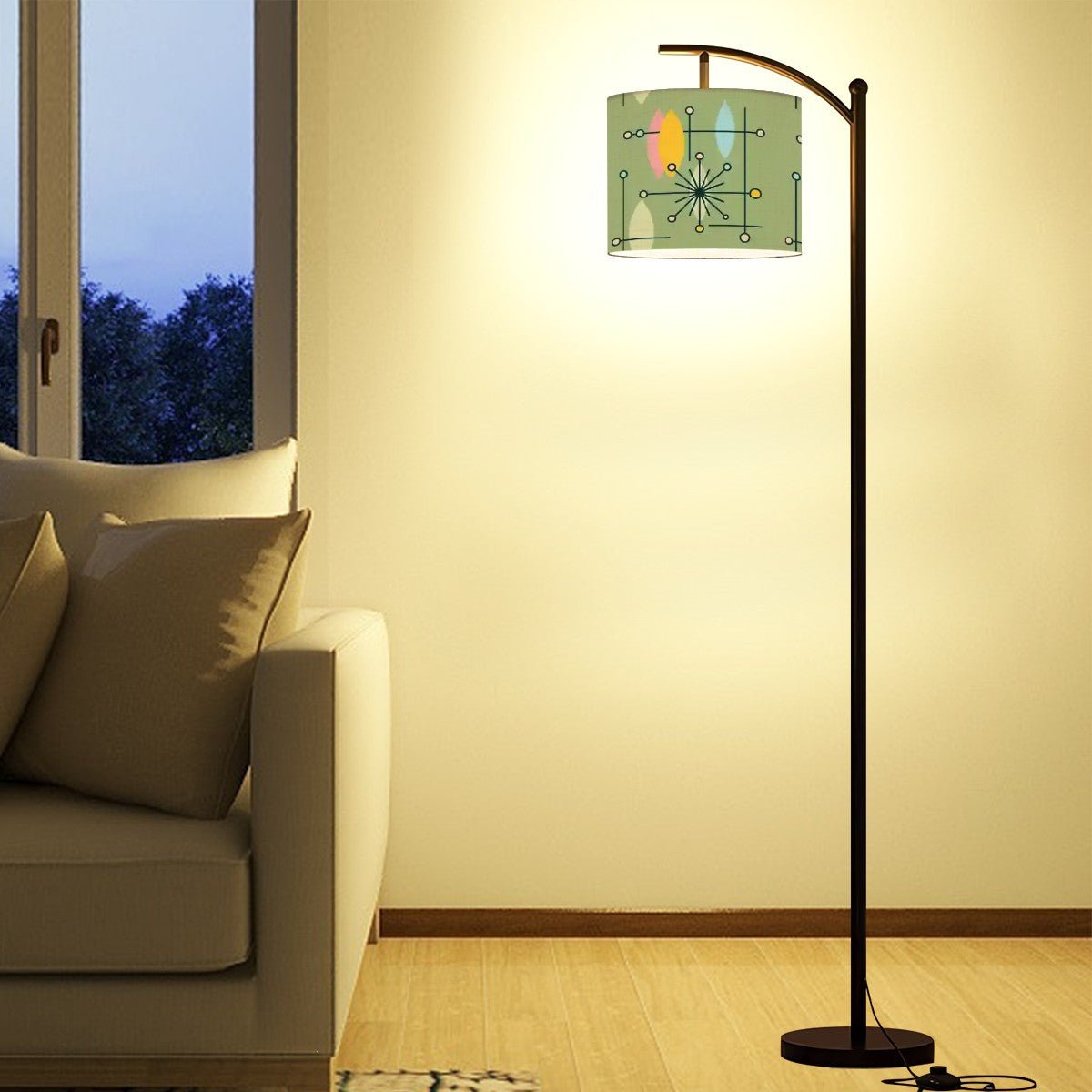 Kate McEnroe New York Atomic Starburst Arc Floor Lamp, Mid Century Modern Overarching Light, Retro 50s Accent LampFloor LampsFCgyR4frLk