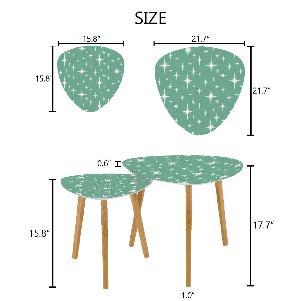 Kate McEnroe New York Atomic Starburst Green MCM Nesting Tables, Mid Century Modern Retro Accent FurnitureNesting TablesOMt7Vsr5HN