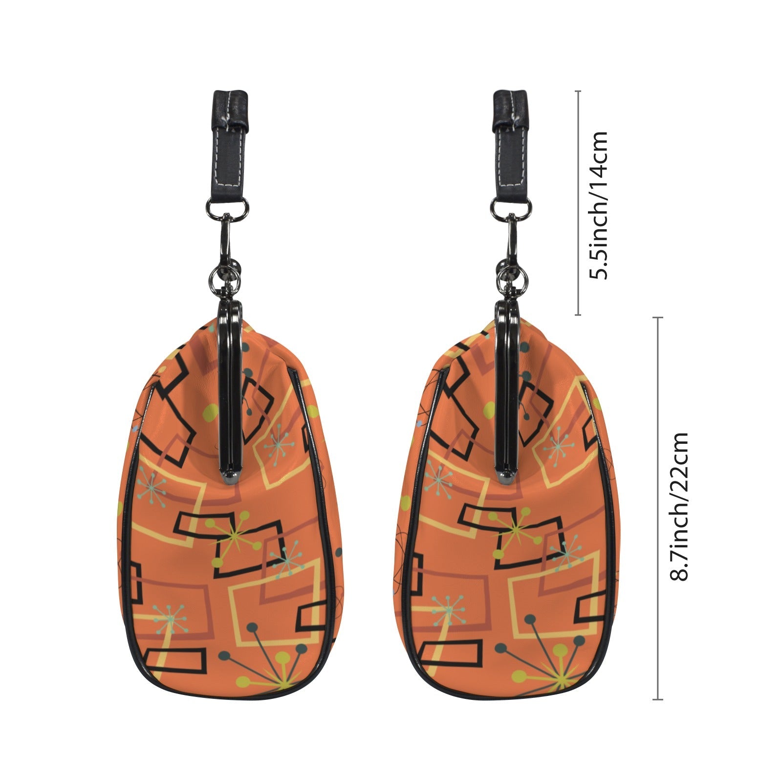 Kate McEnroe New York Atomic Starburst Kiss Lock Handbag Mid Century Modern Orange PurseCrossbody BagsD3270074